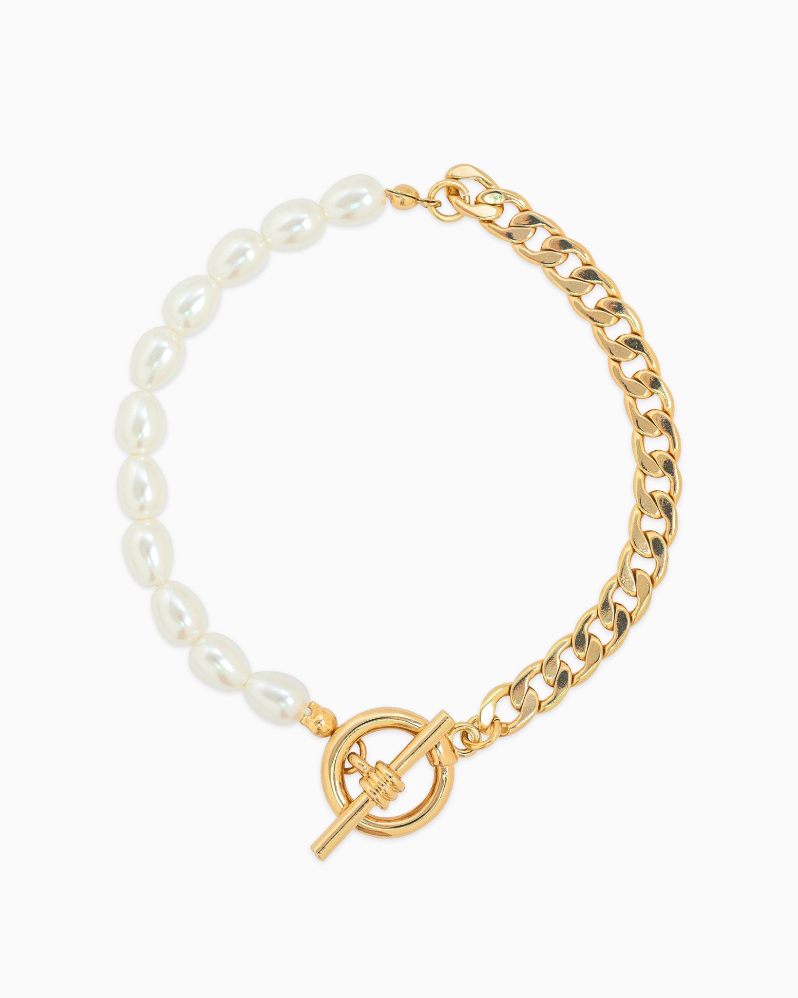 Pearl Chain Mix Toggle Bracelet