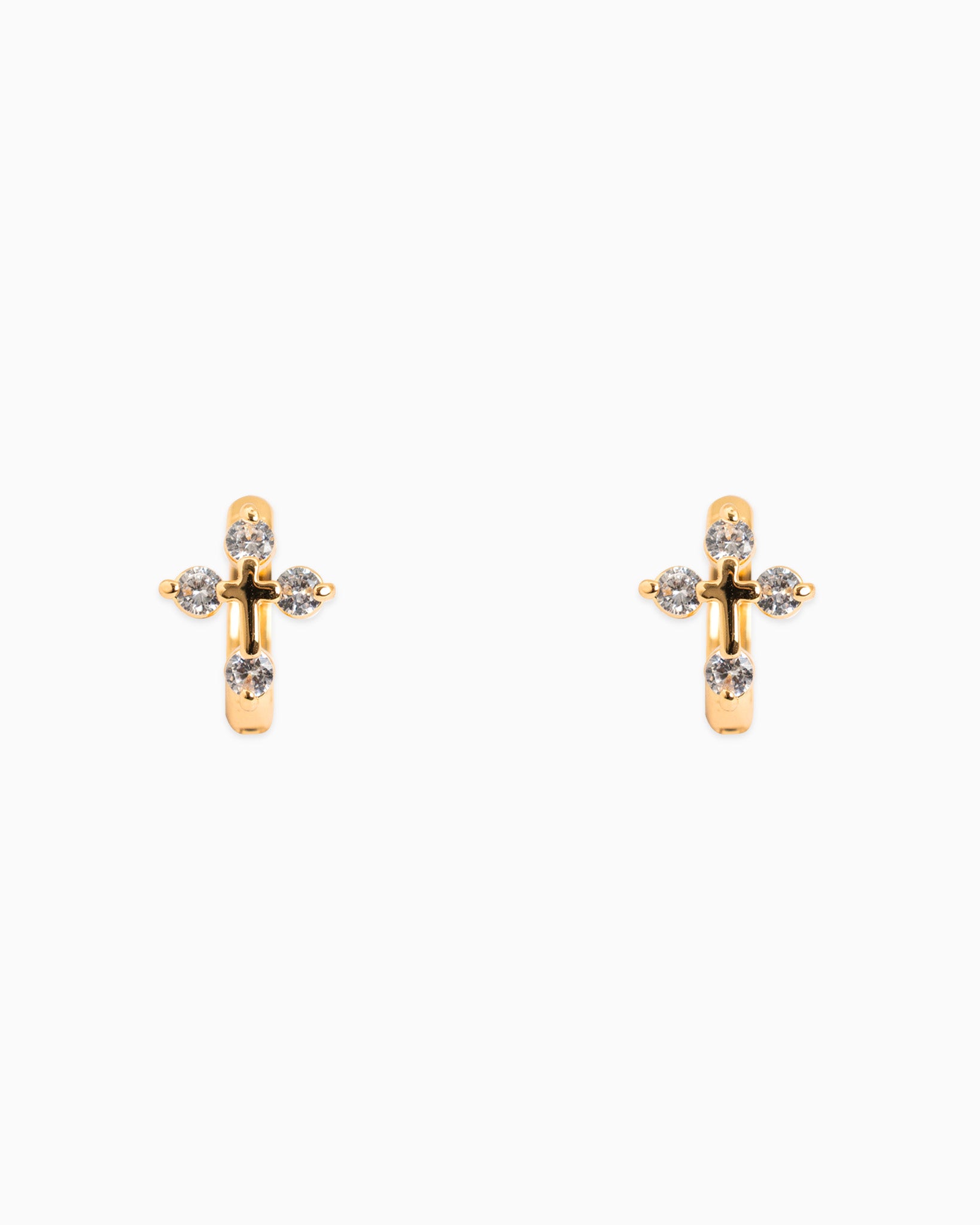 Cross Huggie Hoop Earrings