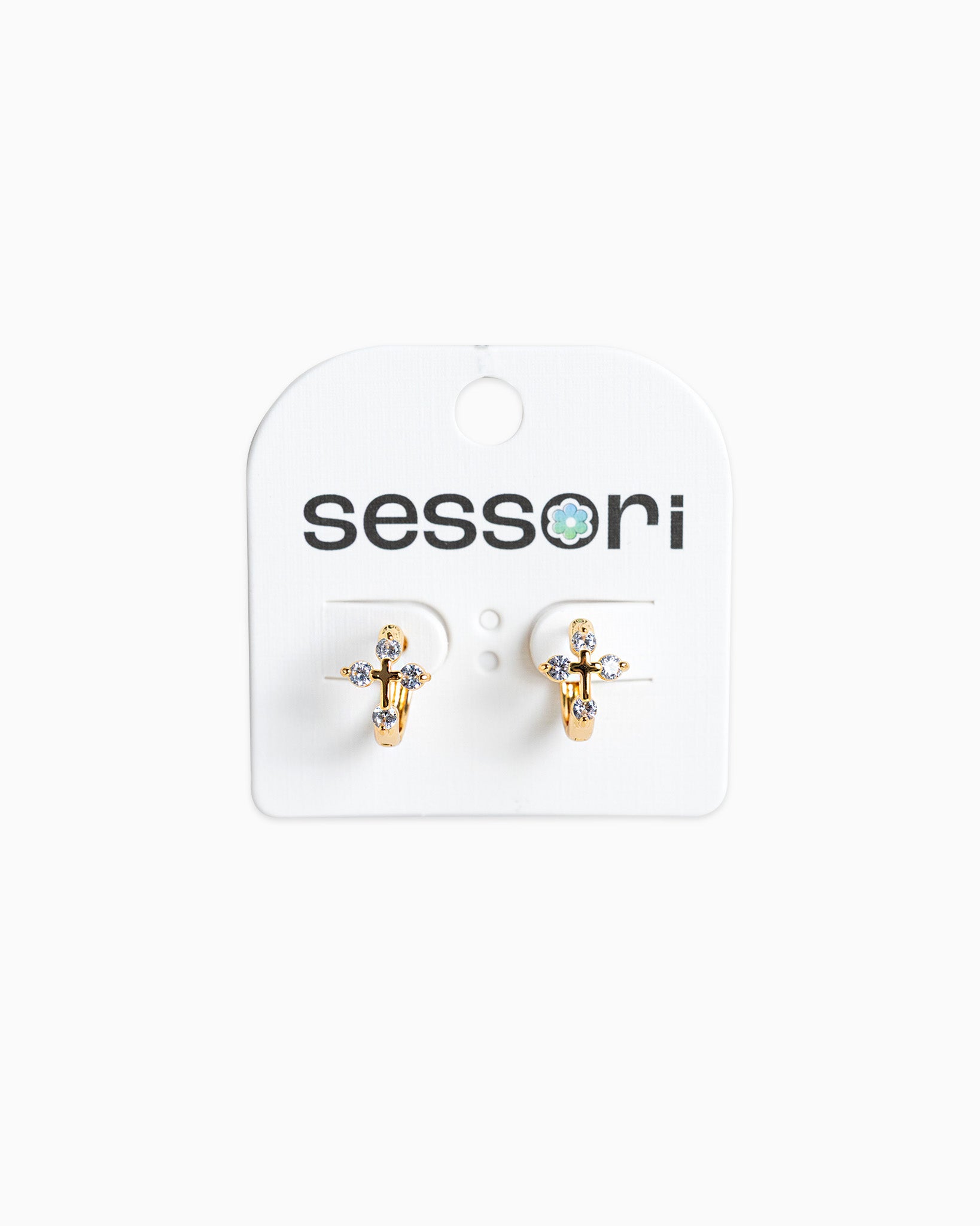 Cross Huggie Hoop Earrings