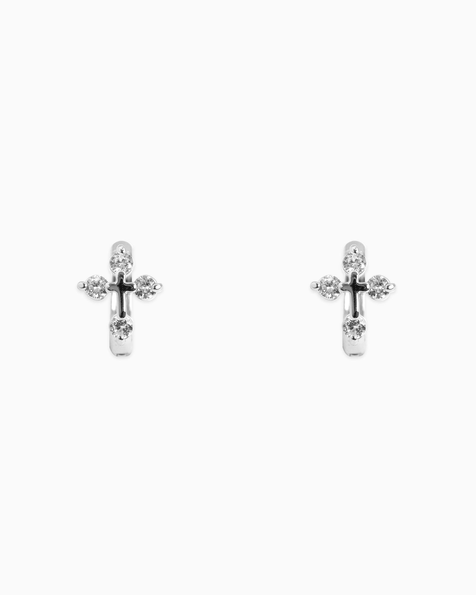 Cross Huggie Hoop Earrings