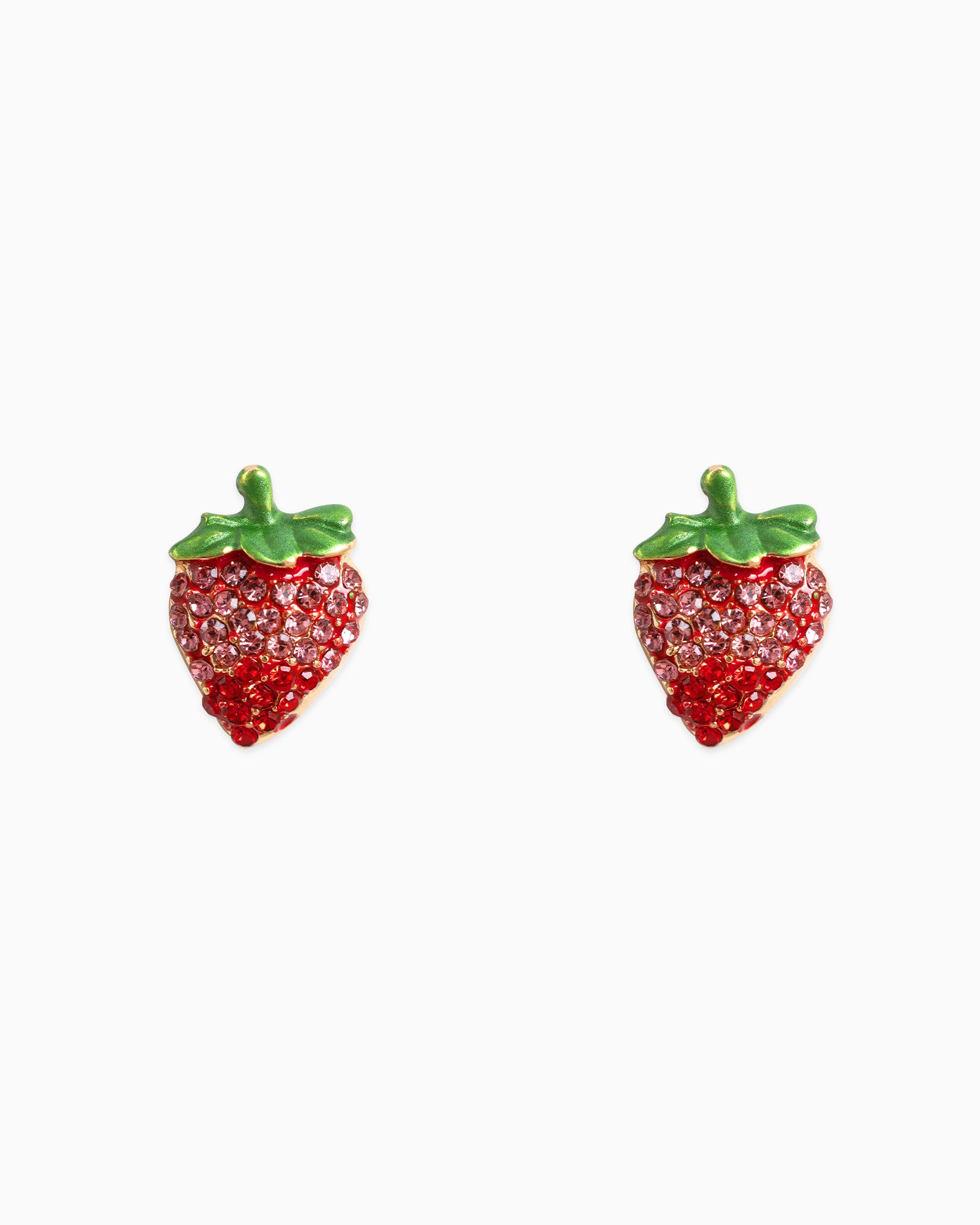 Fruit Strawberry Rhinestone Stud Earrings