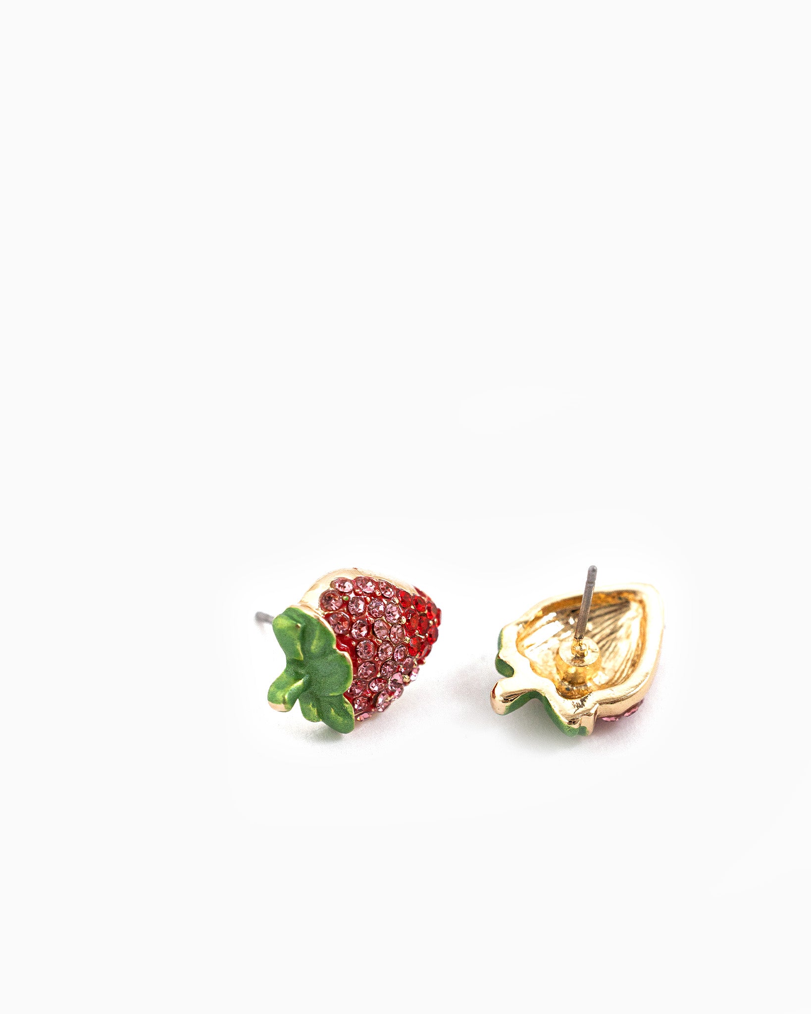 Fruit Strawberry Rhinestone Stud Earrings