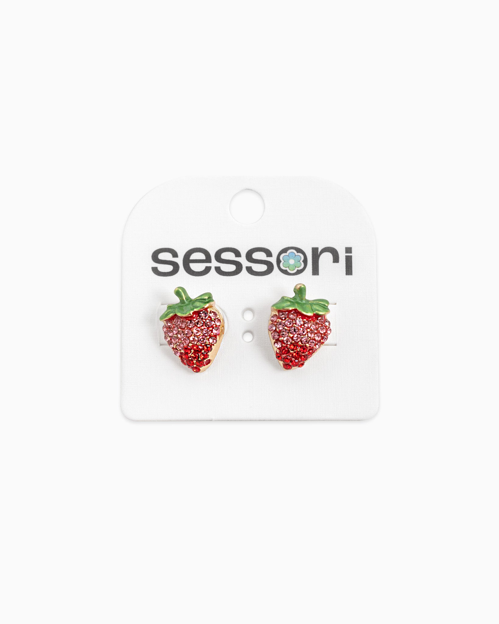 Fruit Strawberry Rhinestone Stud Earrings