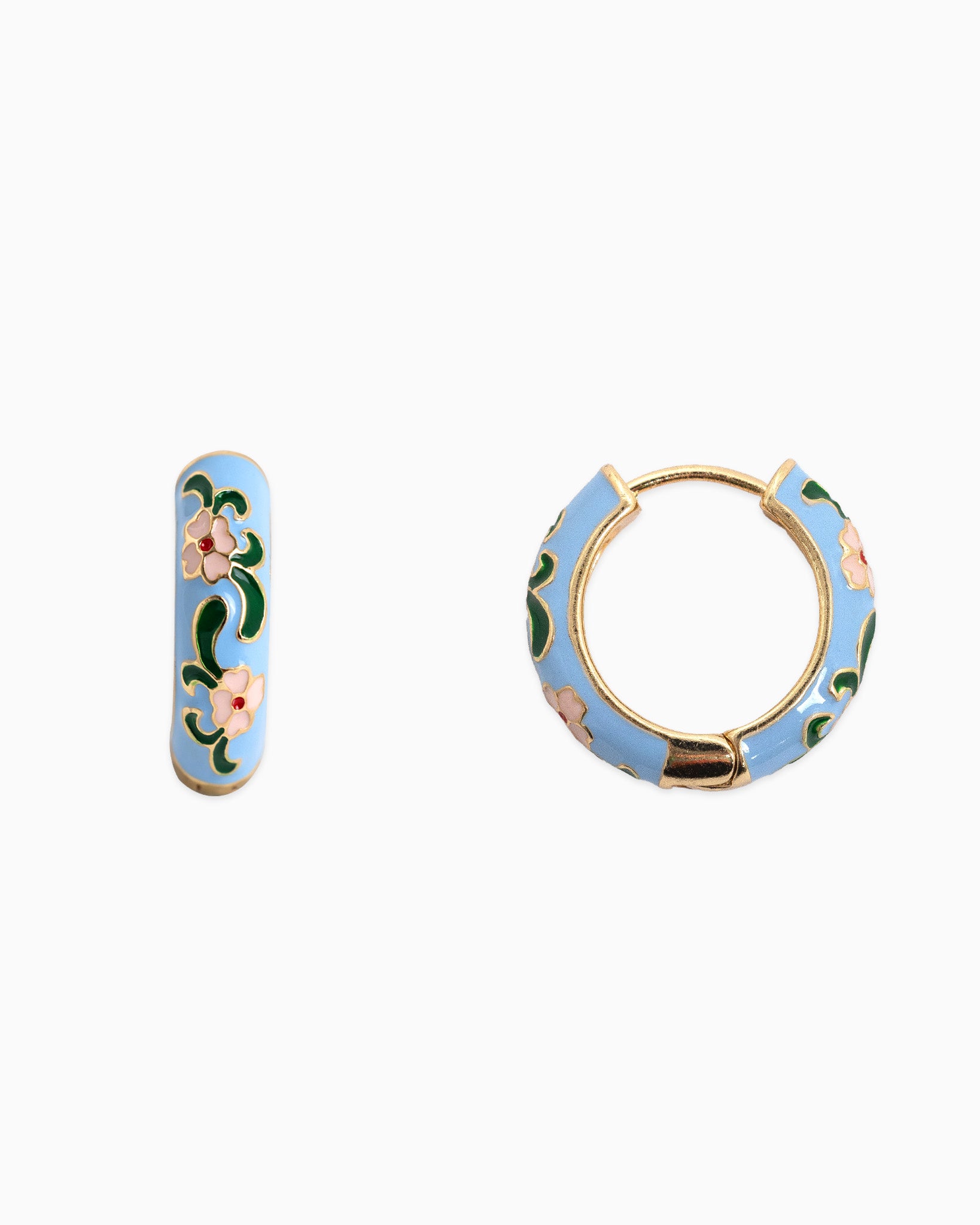 Vintage Colorful Floral Huggie Hoop Earring