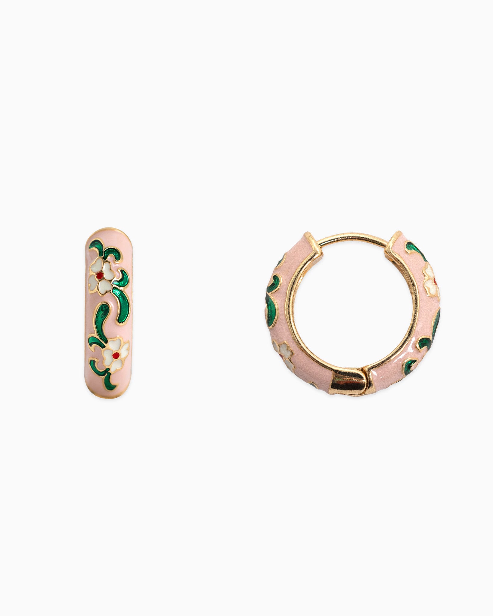 Vintage Colorful Floral Huggie Hoop Earring