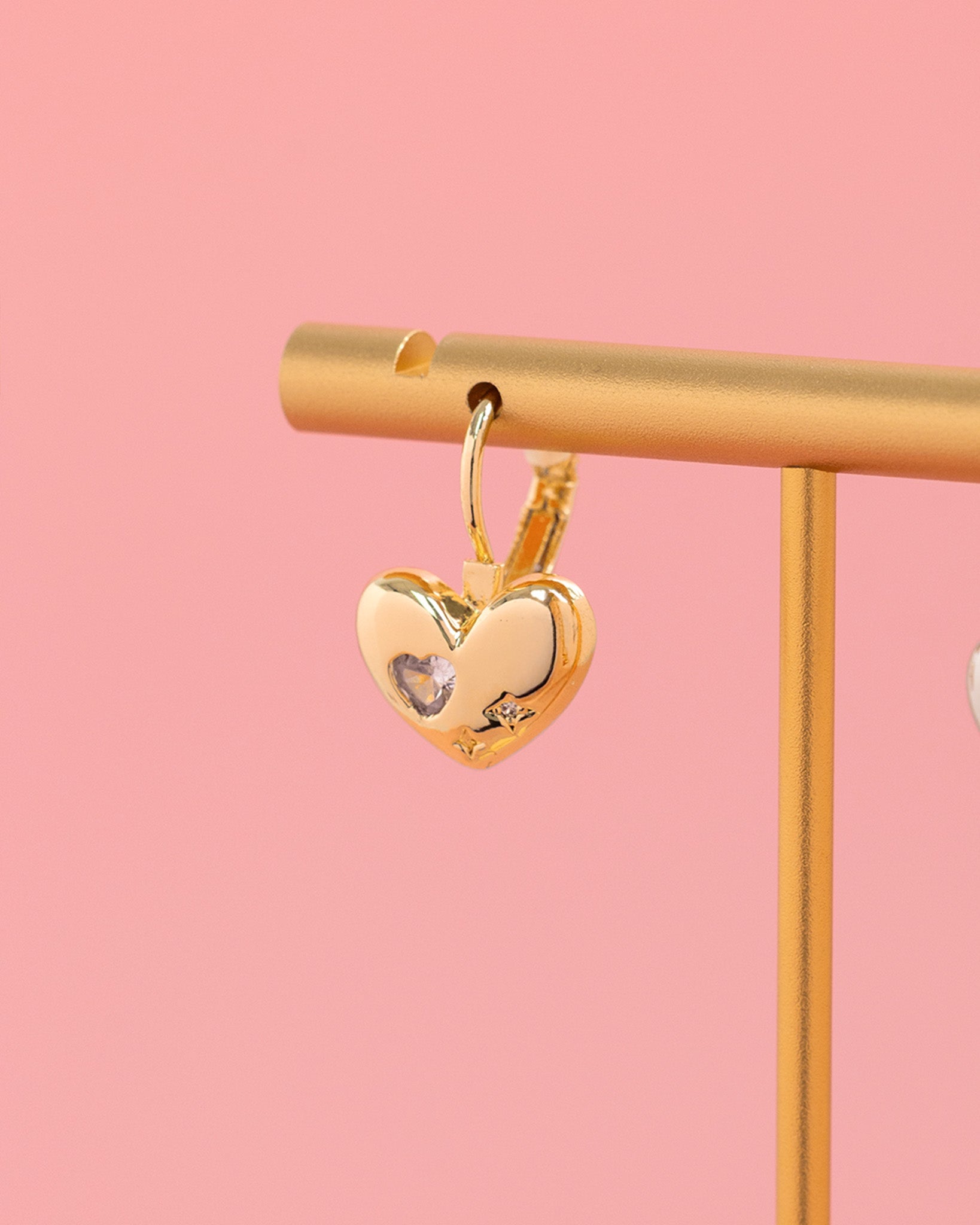 Glimmering Love Heart Dangle Earrings