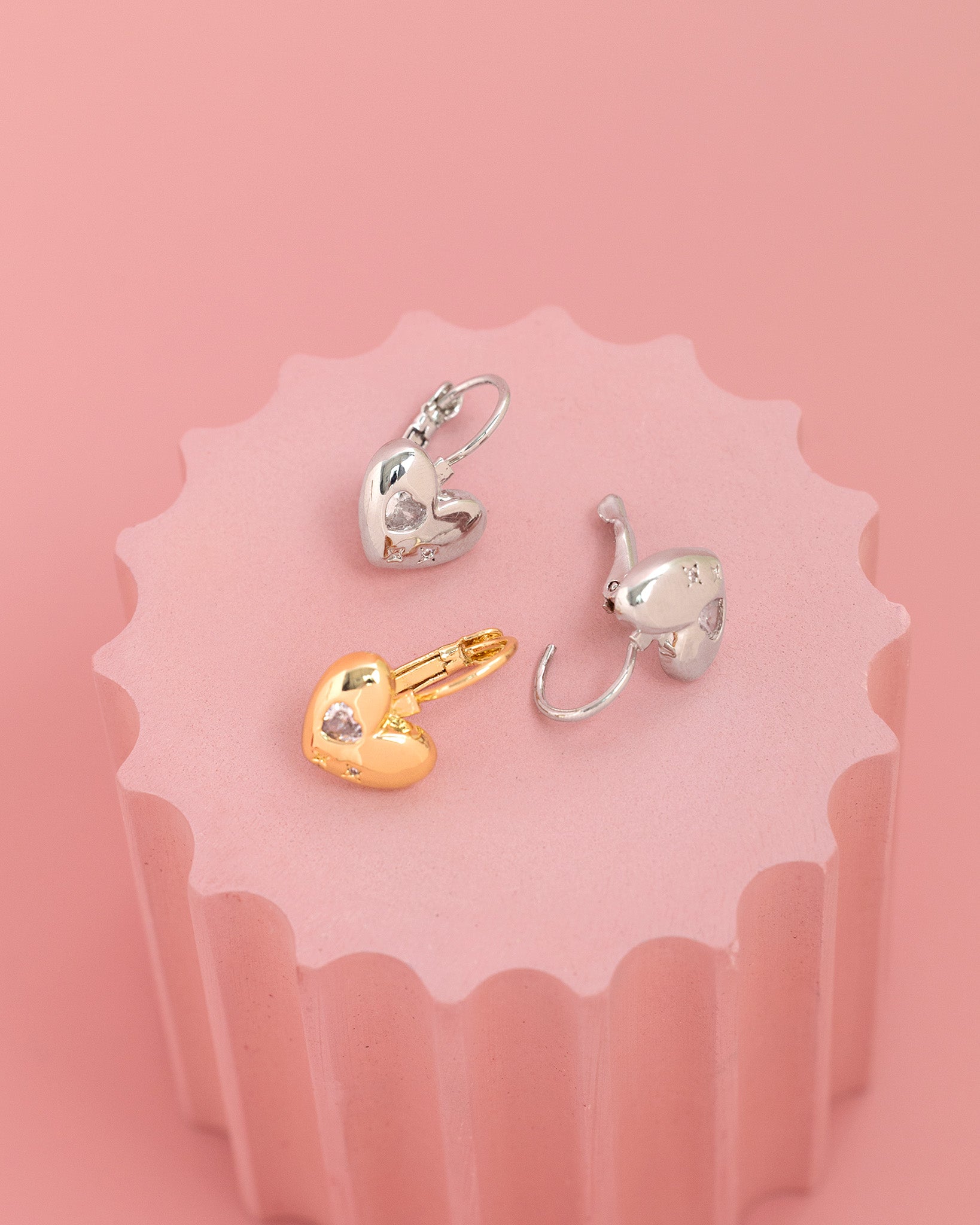 Glimmering Love Heart Dangle Earrings