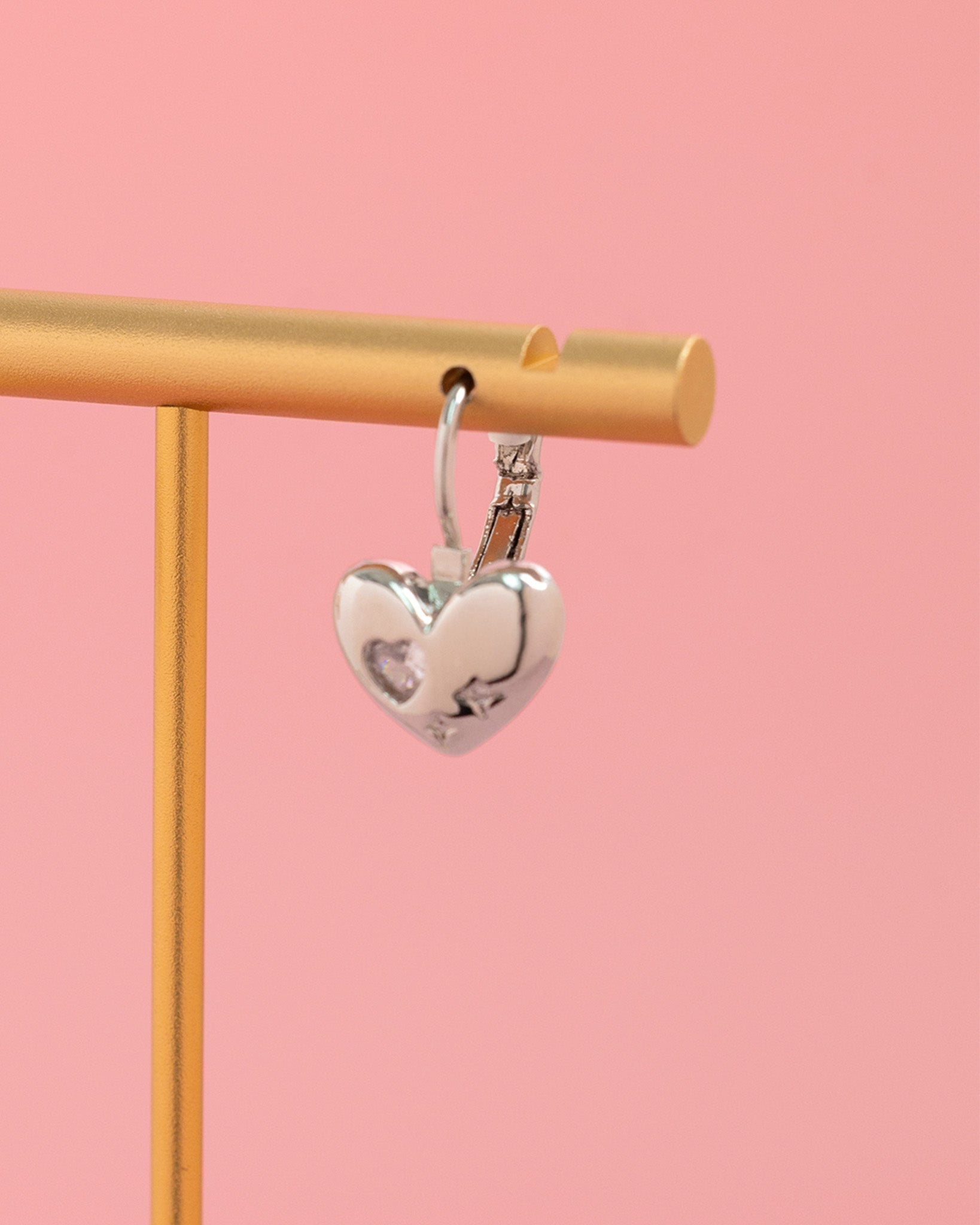 Glimmering Love Heart Dangle Earrings