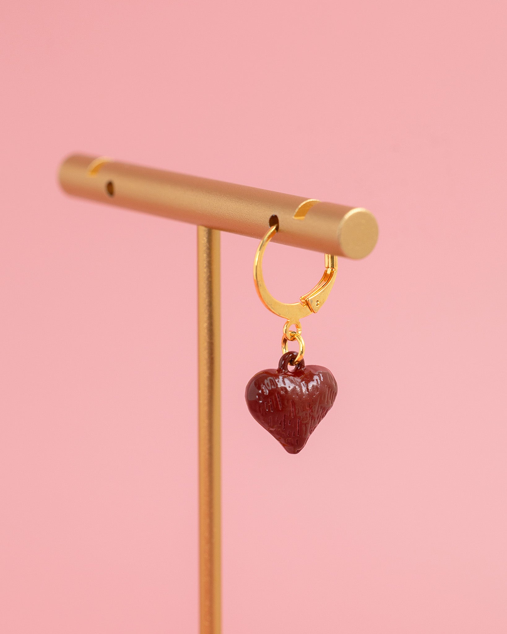 Moody Chocolate Heart Huggie Earrings