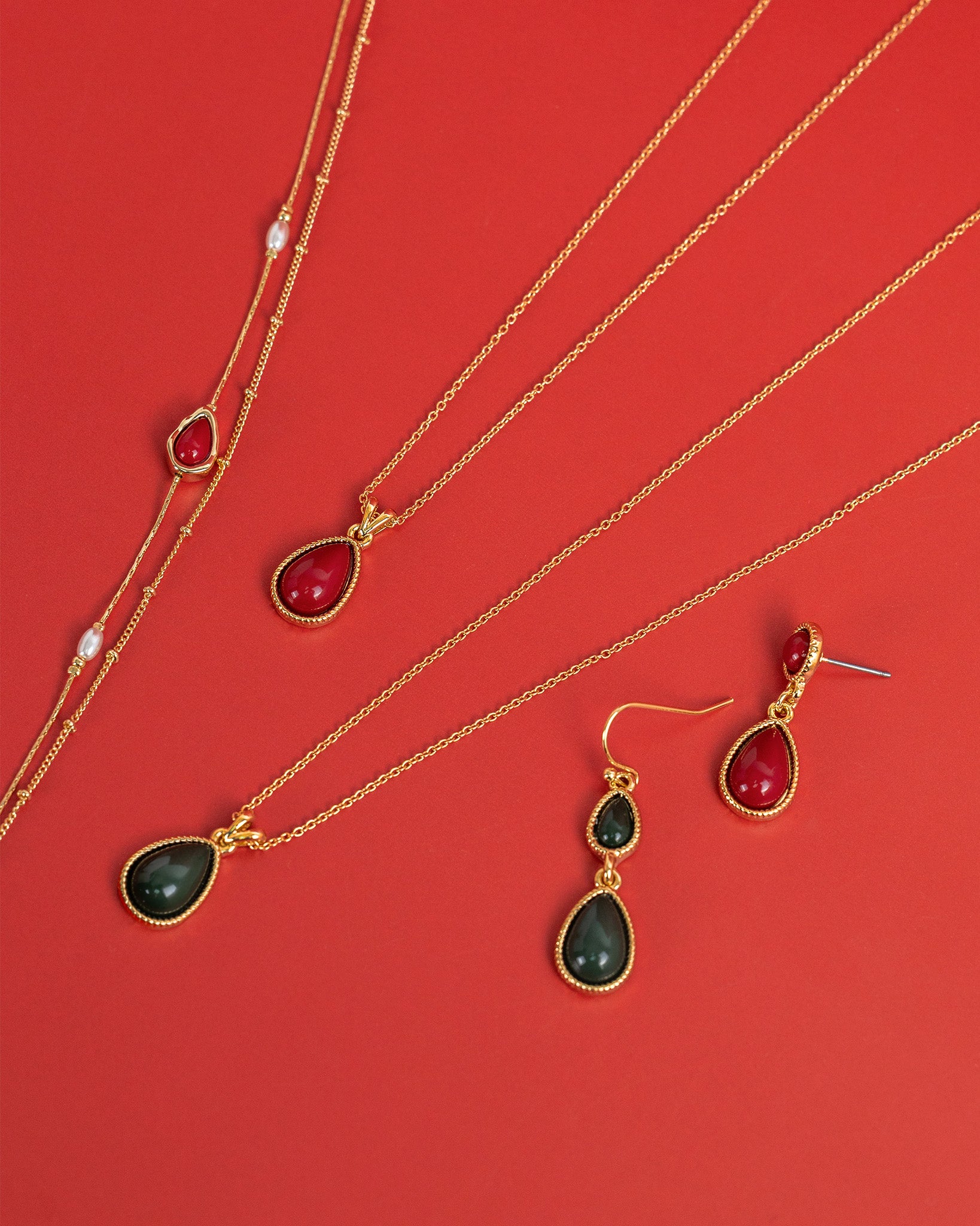 Holiday Midnight Deep Green Double Teardrop Earrings