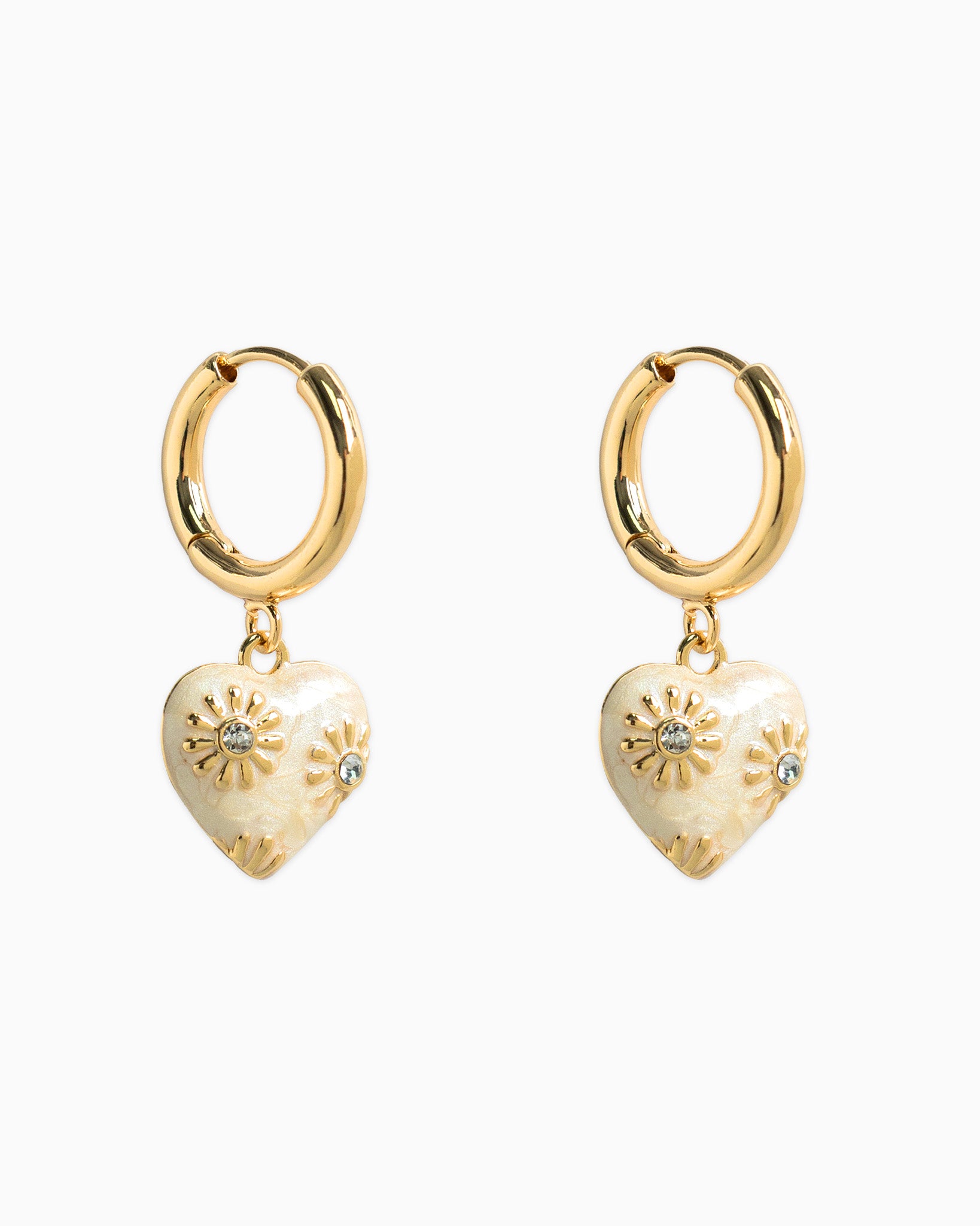 Romantic Valentine Daisy Flower Heart Earrings