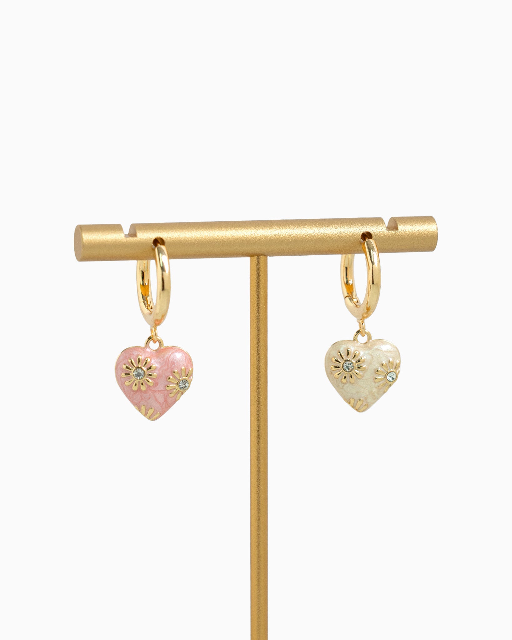Romantic Valentine Daisy Flower Heart Earrings-3