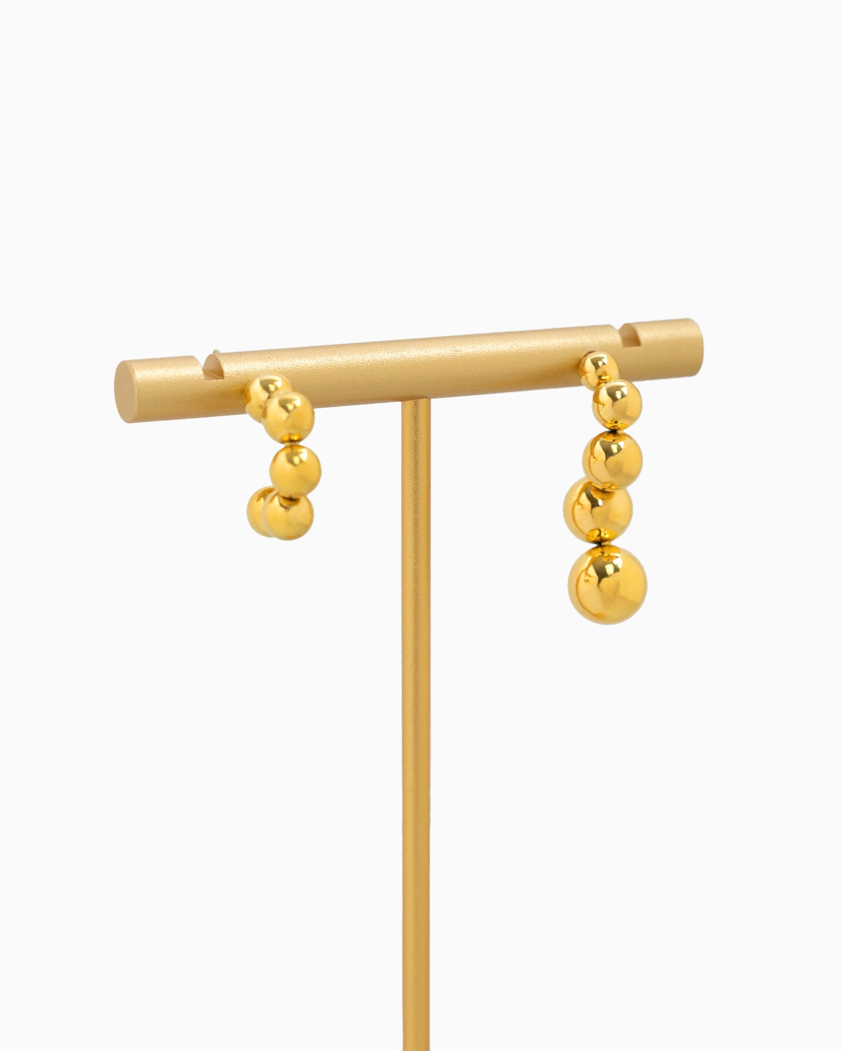 Stainless Ball Linear Half Hoop Earrings