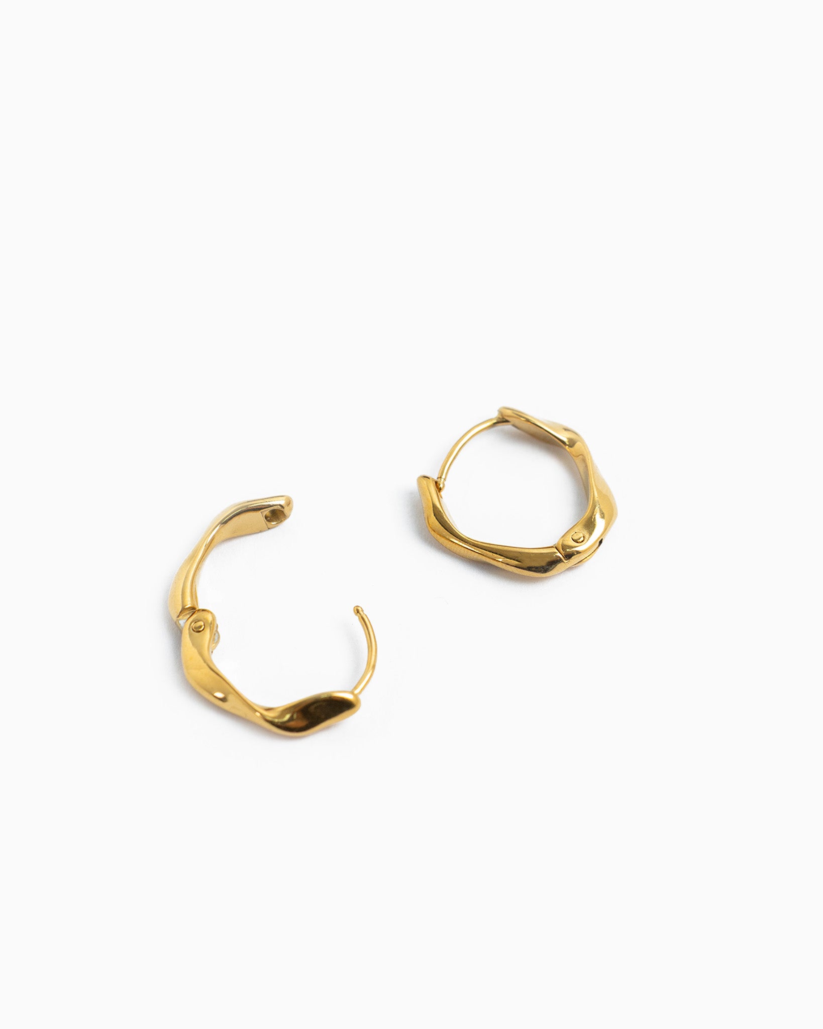 Stainless Organic Shaped Hoop Earrings-3