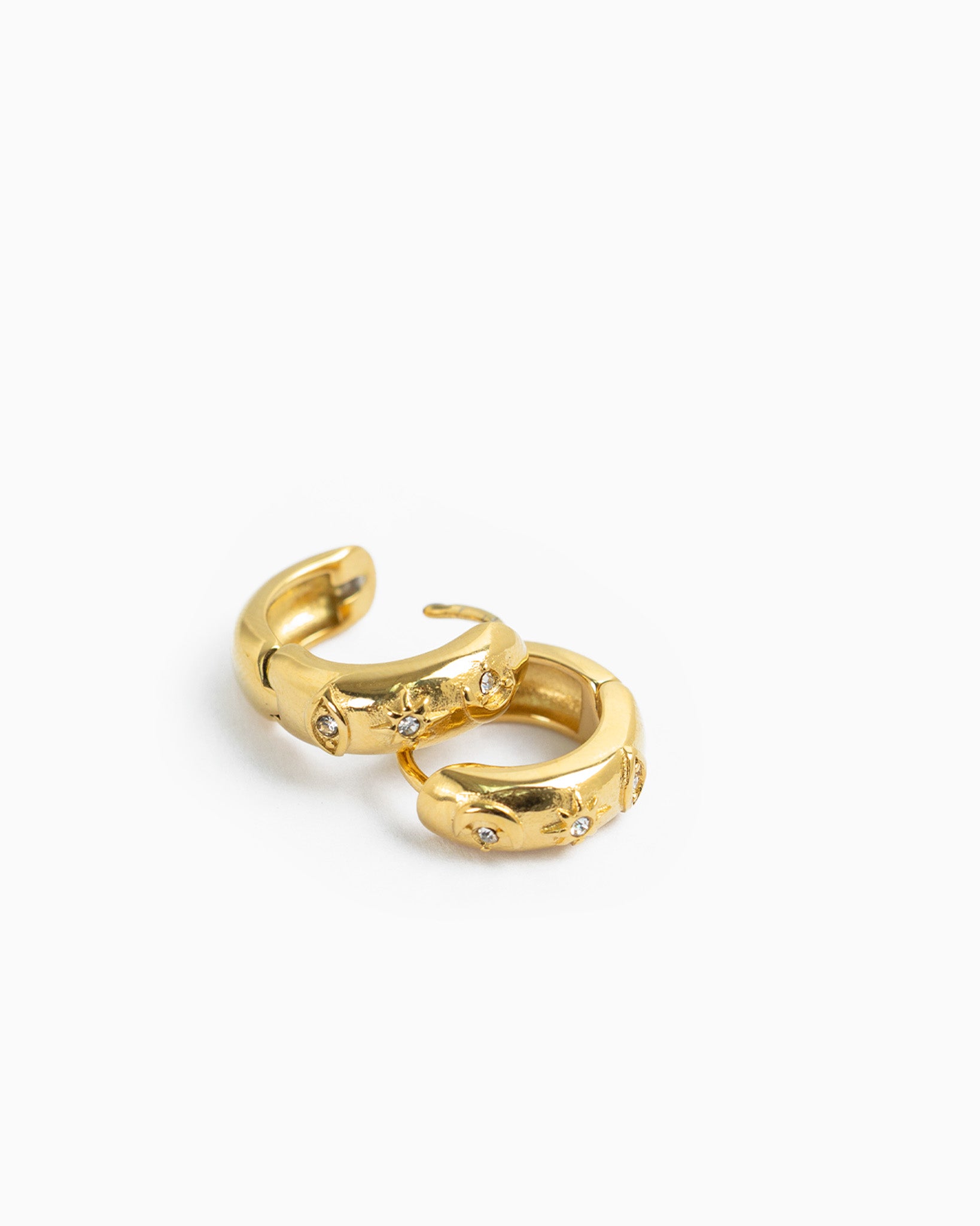 Stainless Dome Celestial Hoop Earrings-3