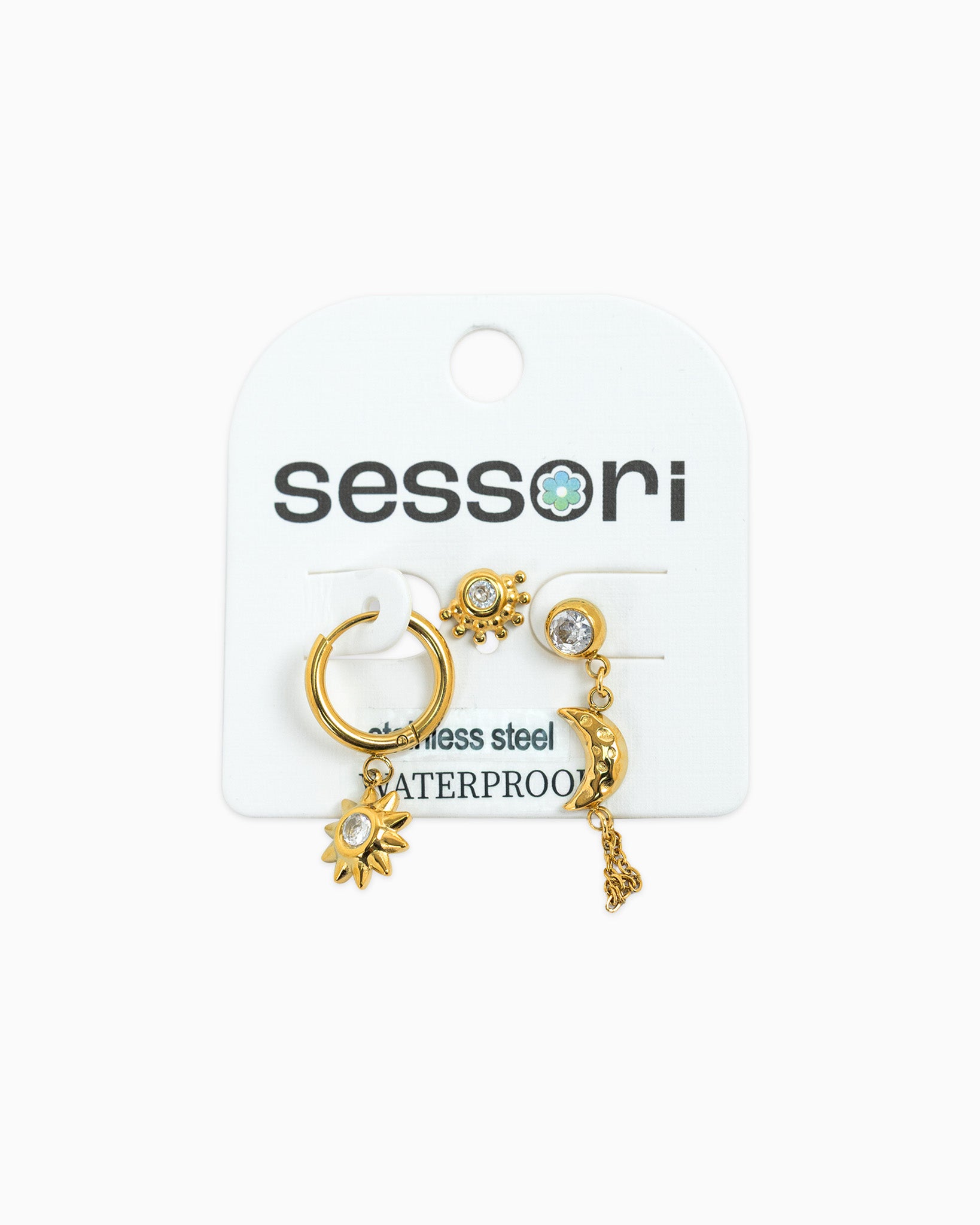 Stainless Celestial Trio Drop Earrings Set of 3