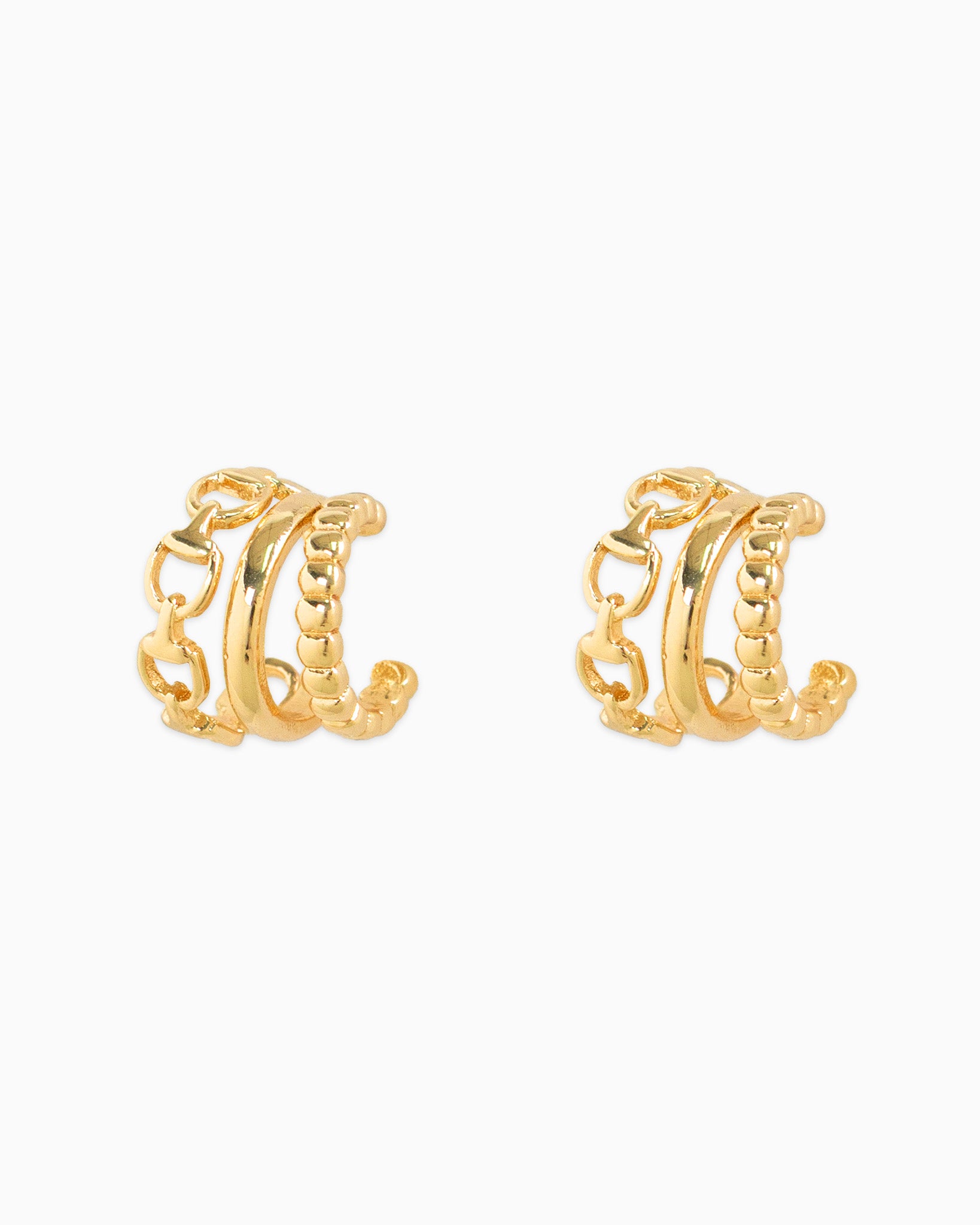 3-Line Horsebit Hoop Earrings