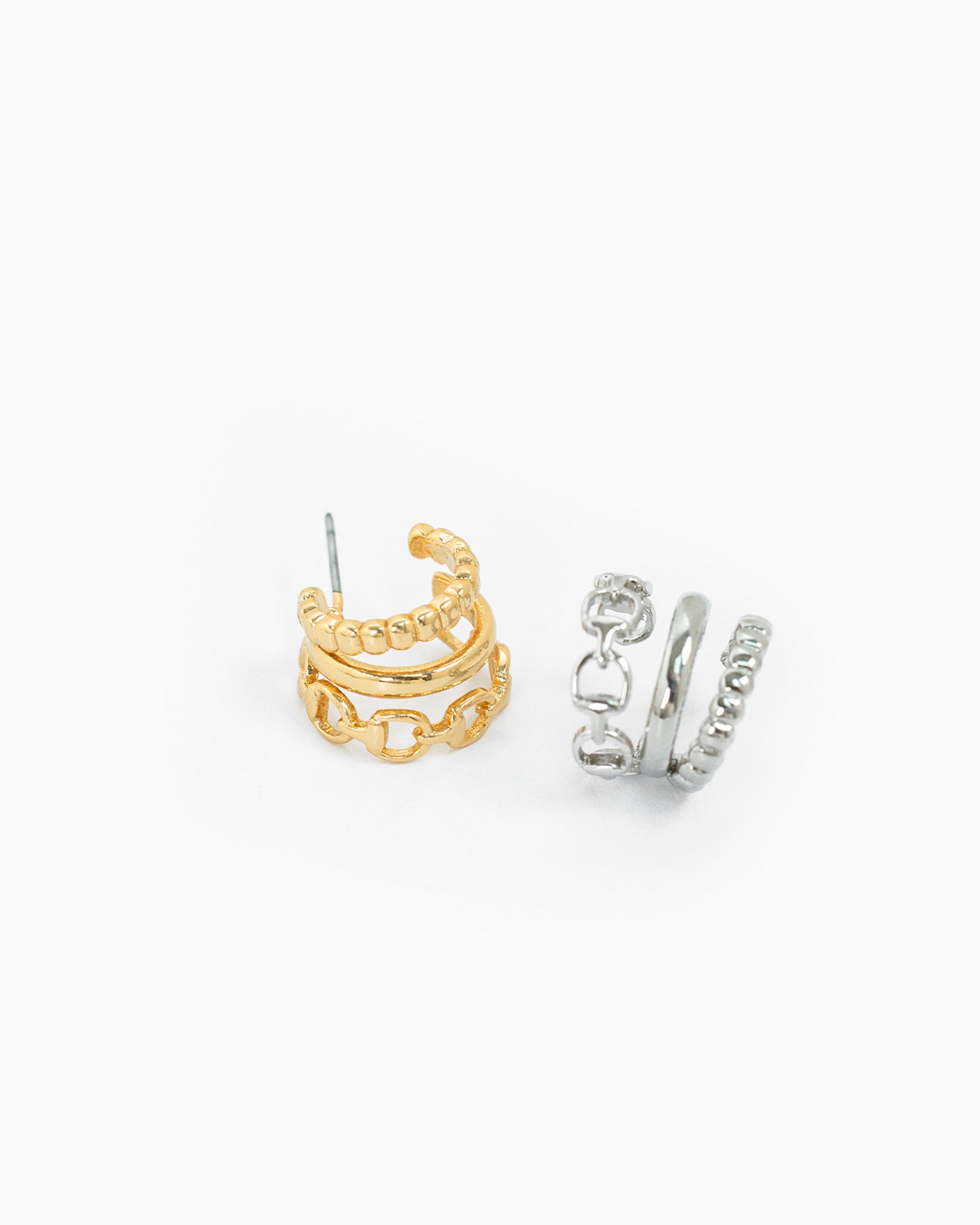 3-Line Horsebit Hoop Earrings-3