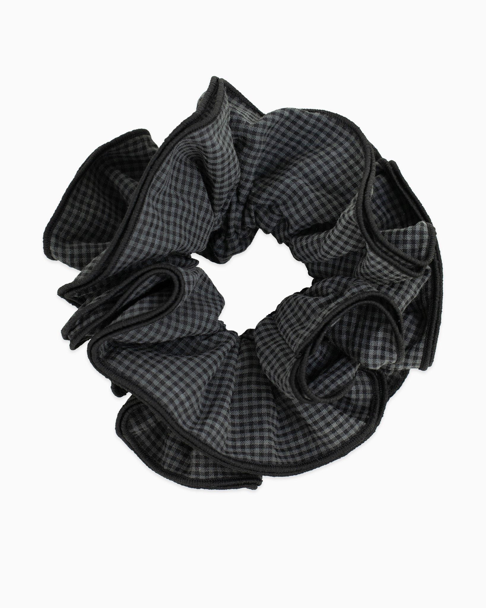 Midnight Check Ruffle Scrunchie