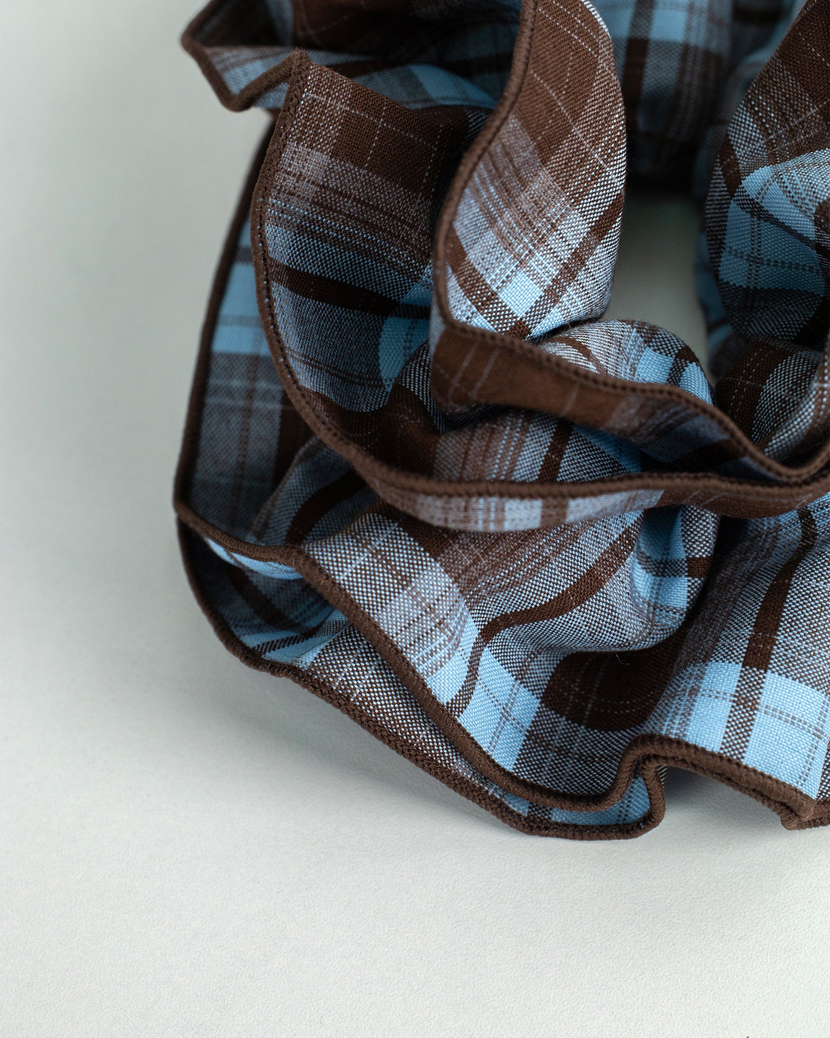 Mocha Plaid Ruffle Scrunchie