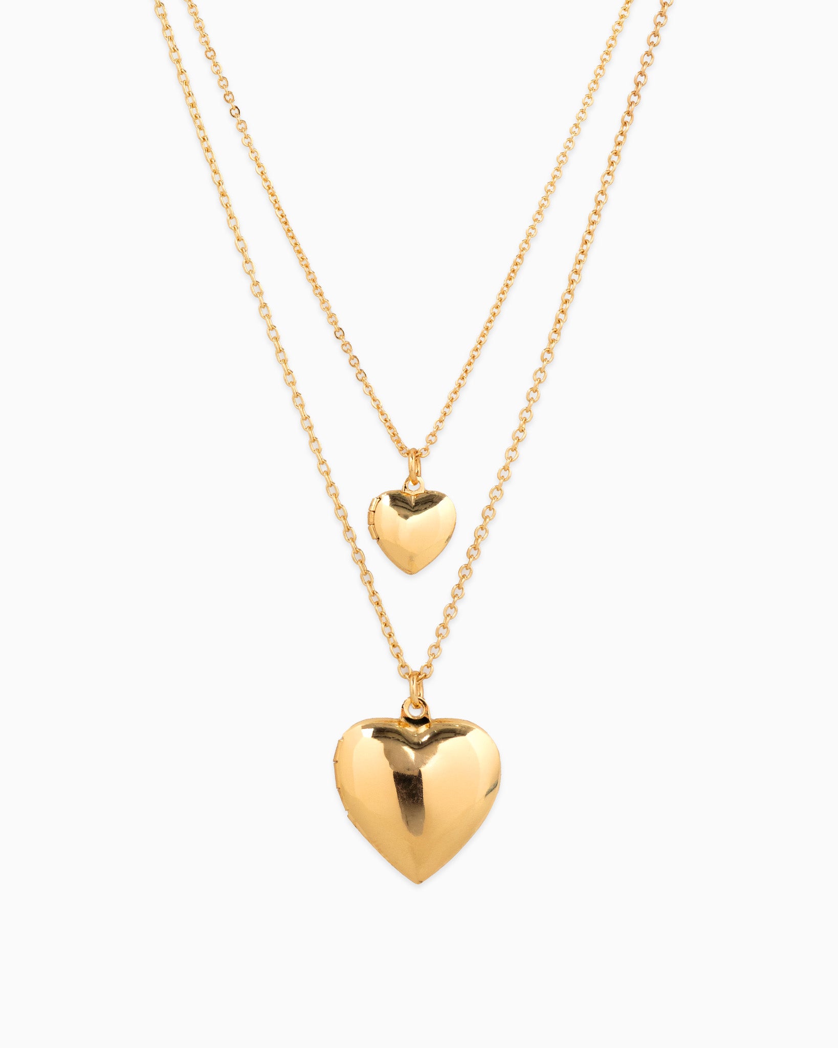 Double Layered Bold Puffy Heart Pendant Necklace