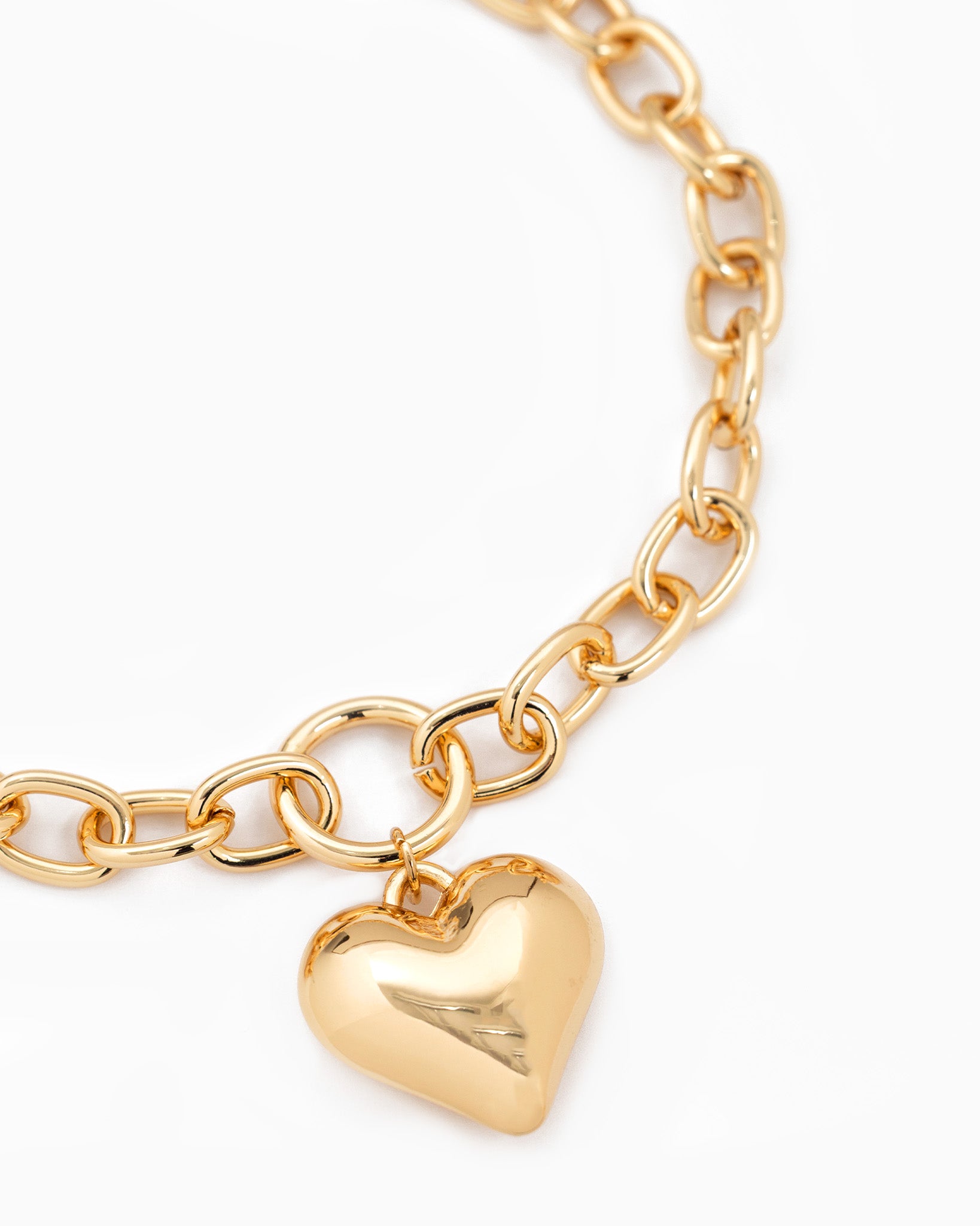 Puffy Heart Chunky Oval Chain Necklace