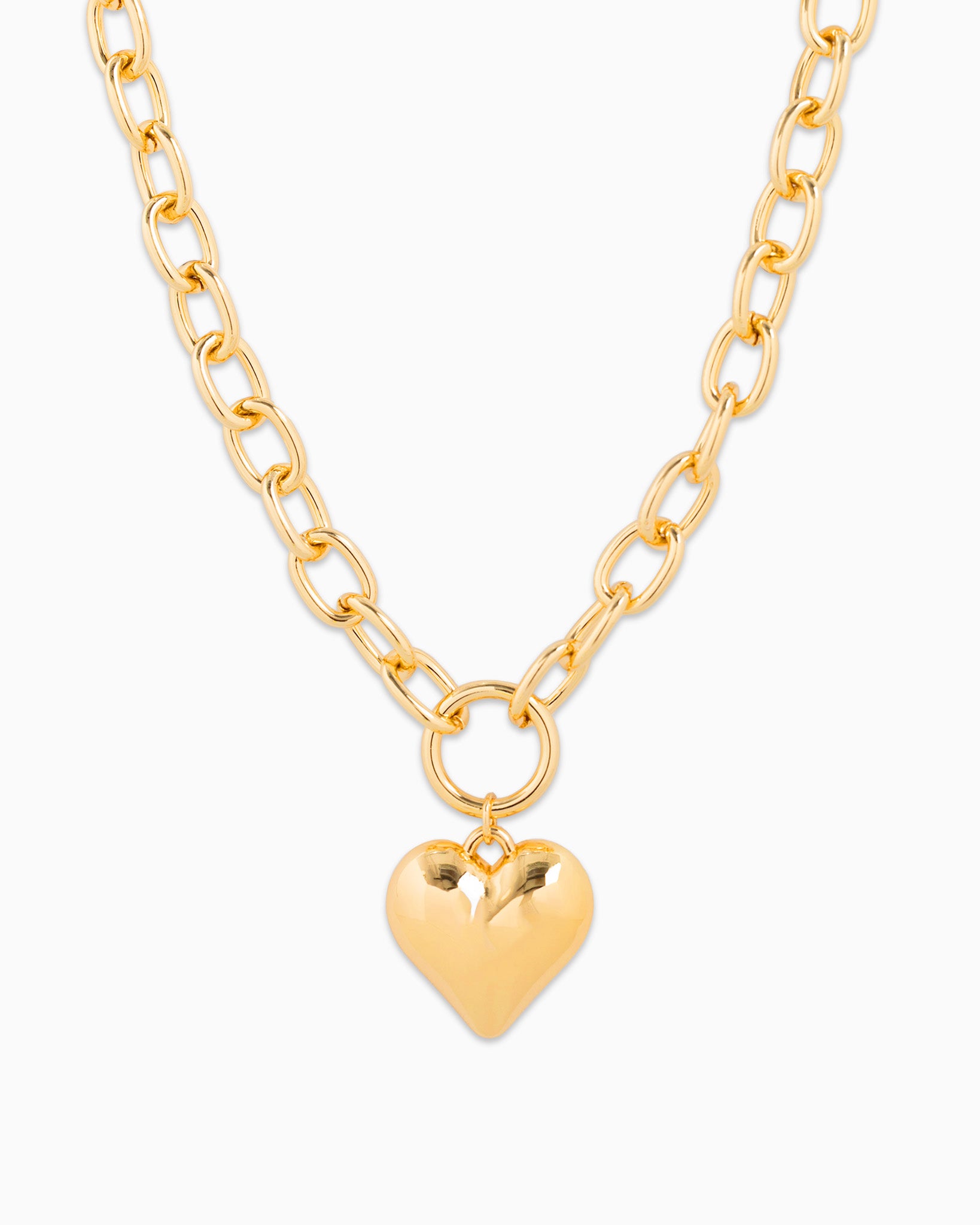Puffy Heart Chunky Oval Chain Necklace