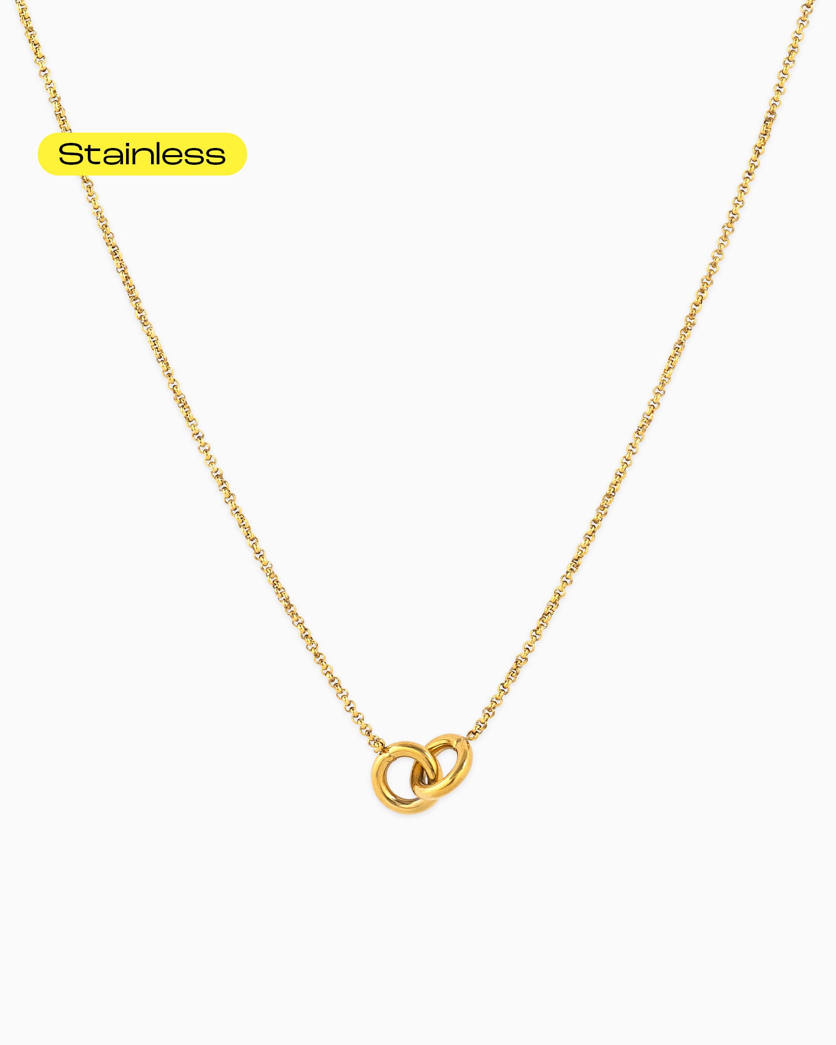 Stainless Double Round Linked Necklace