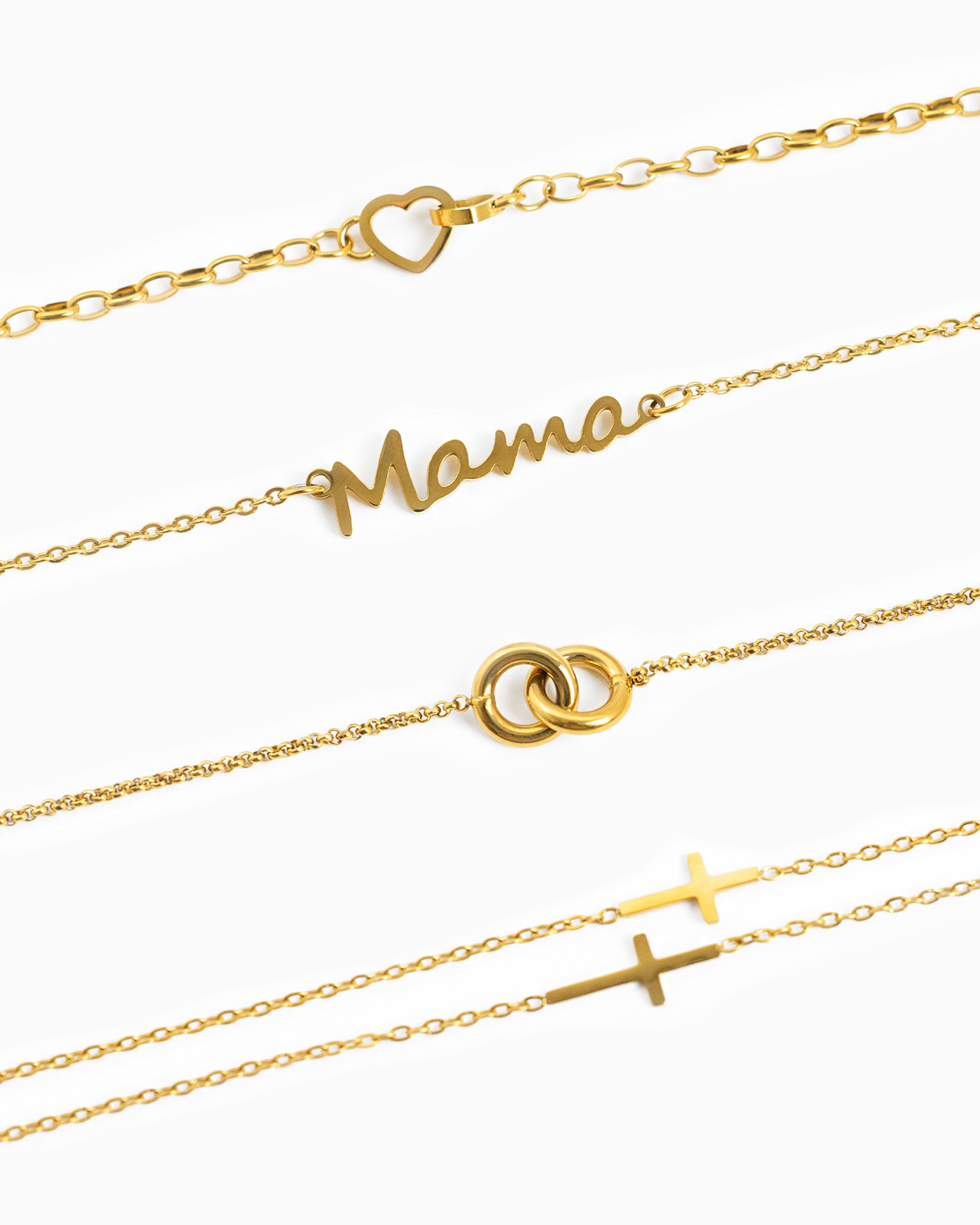 Stainless Double Heart Link Necklace