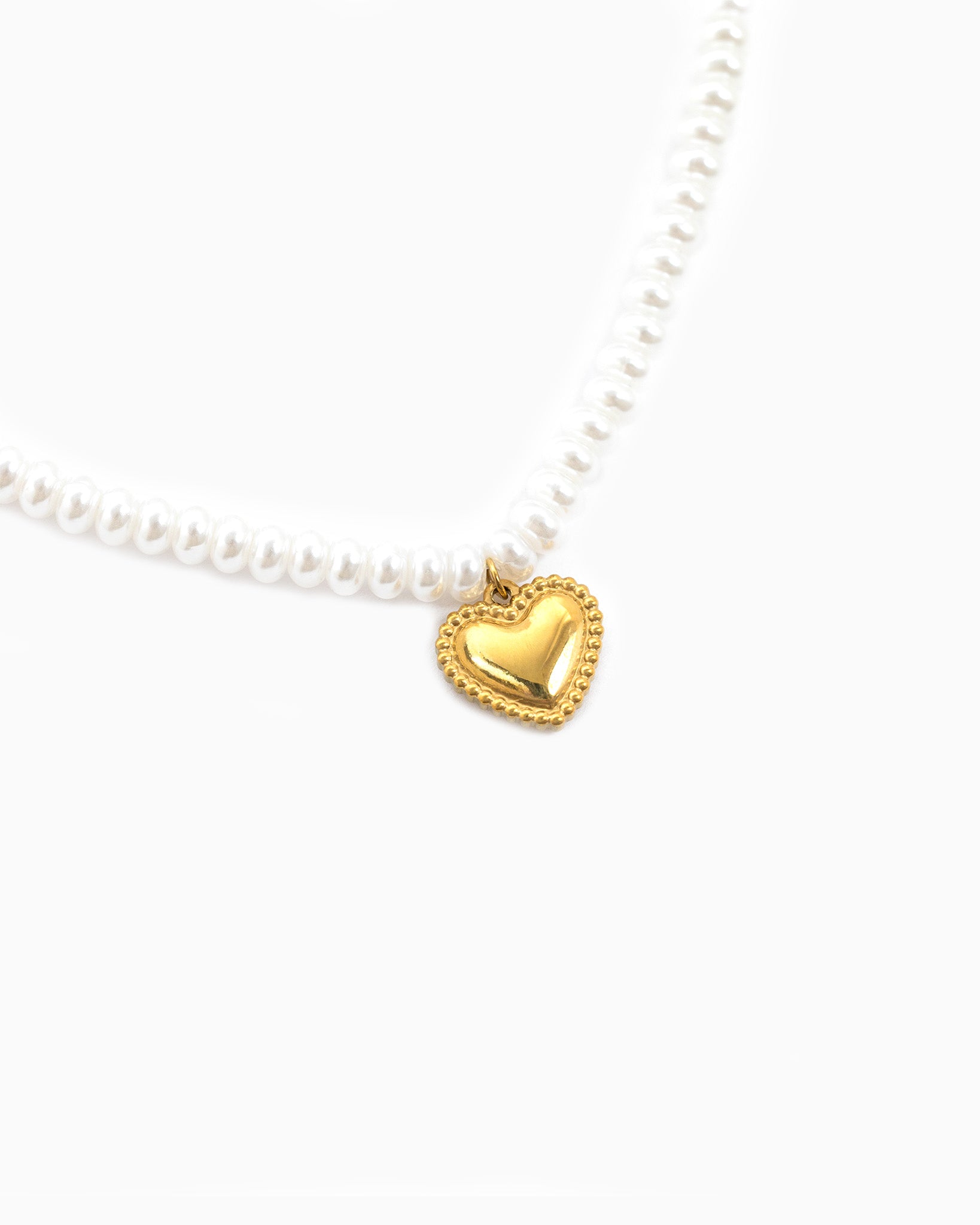 Stainless Ball Heart Pearl Necklace
