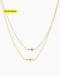 Stainless 2 Layered Cross Necklace