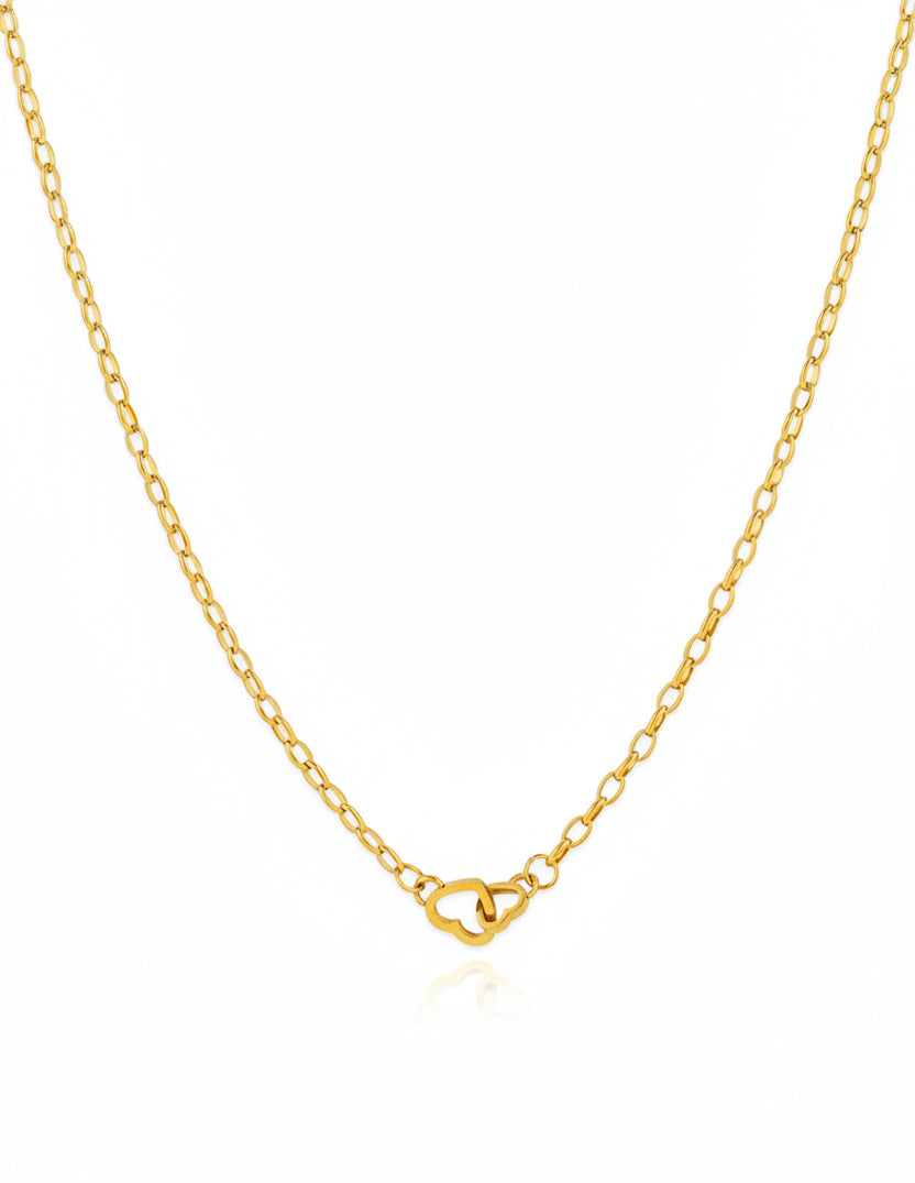Stainless Double Heart Link Necklace
