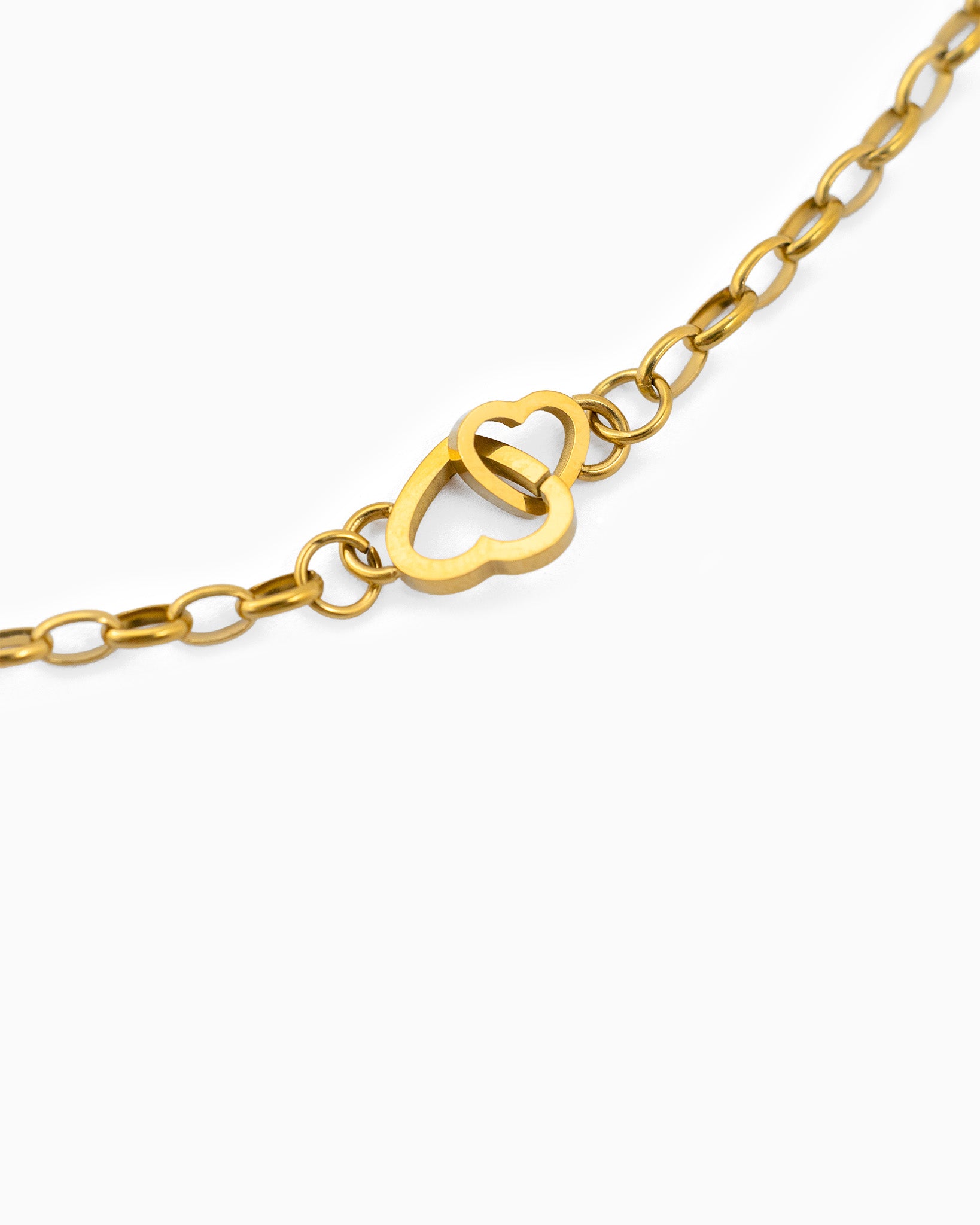 Stainless Double Heart Link Necklace