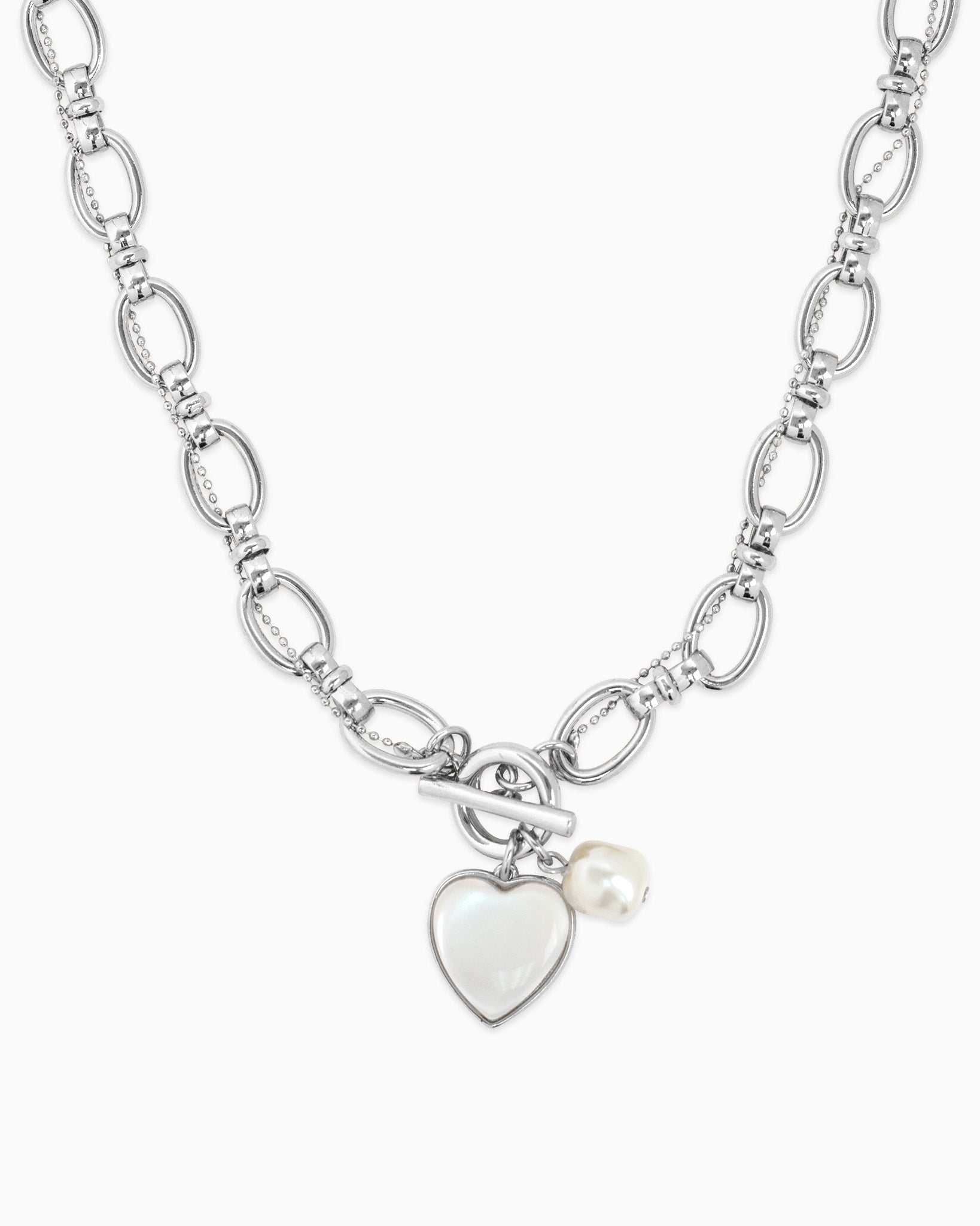 Glossy Heart Twist Chain Toggle Necklace