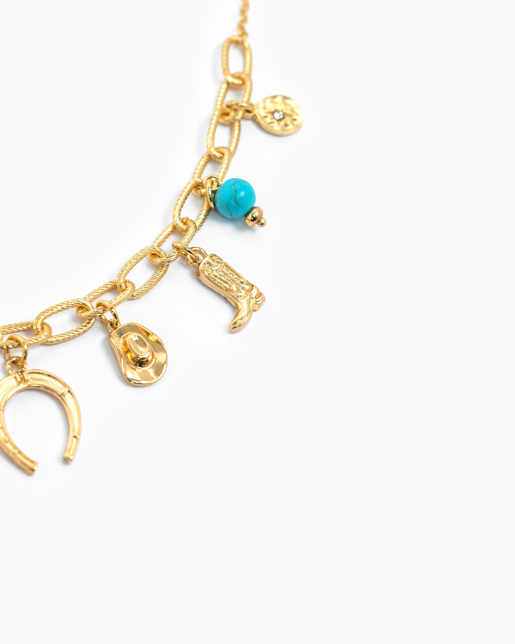 Western Blue Ceramic Multi Charm Necklace