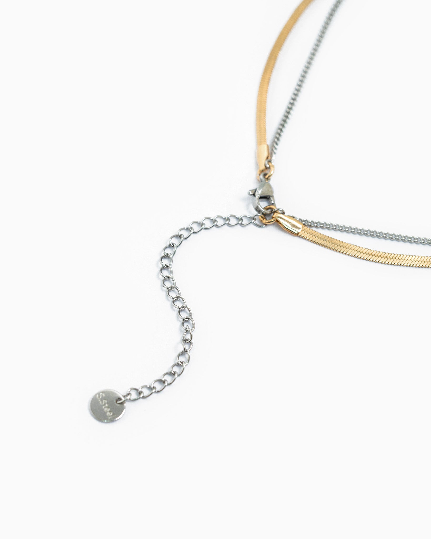 Stainless Layered Snake Chain Heart Necklace