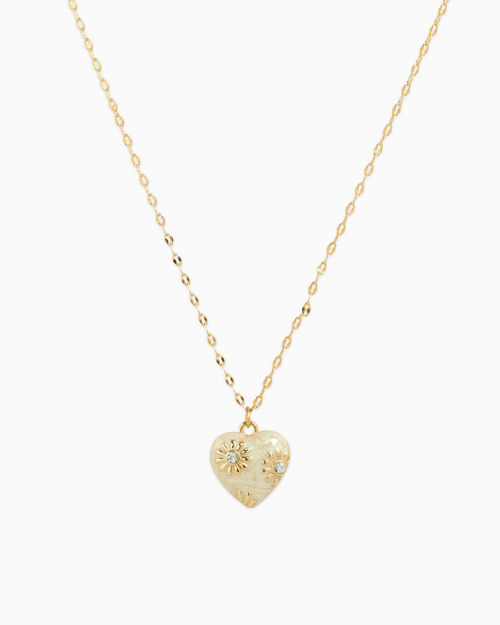 Romantic Valentine Daisy Flower Heart Necklace