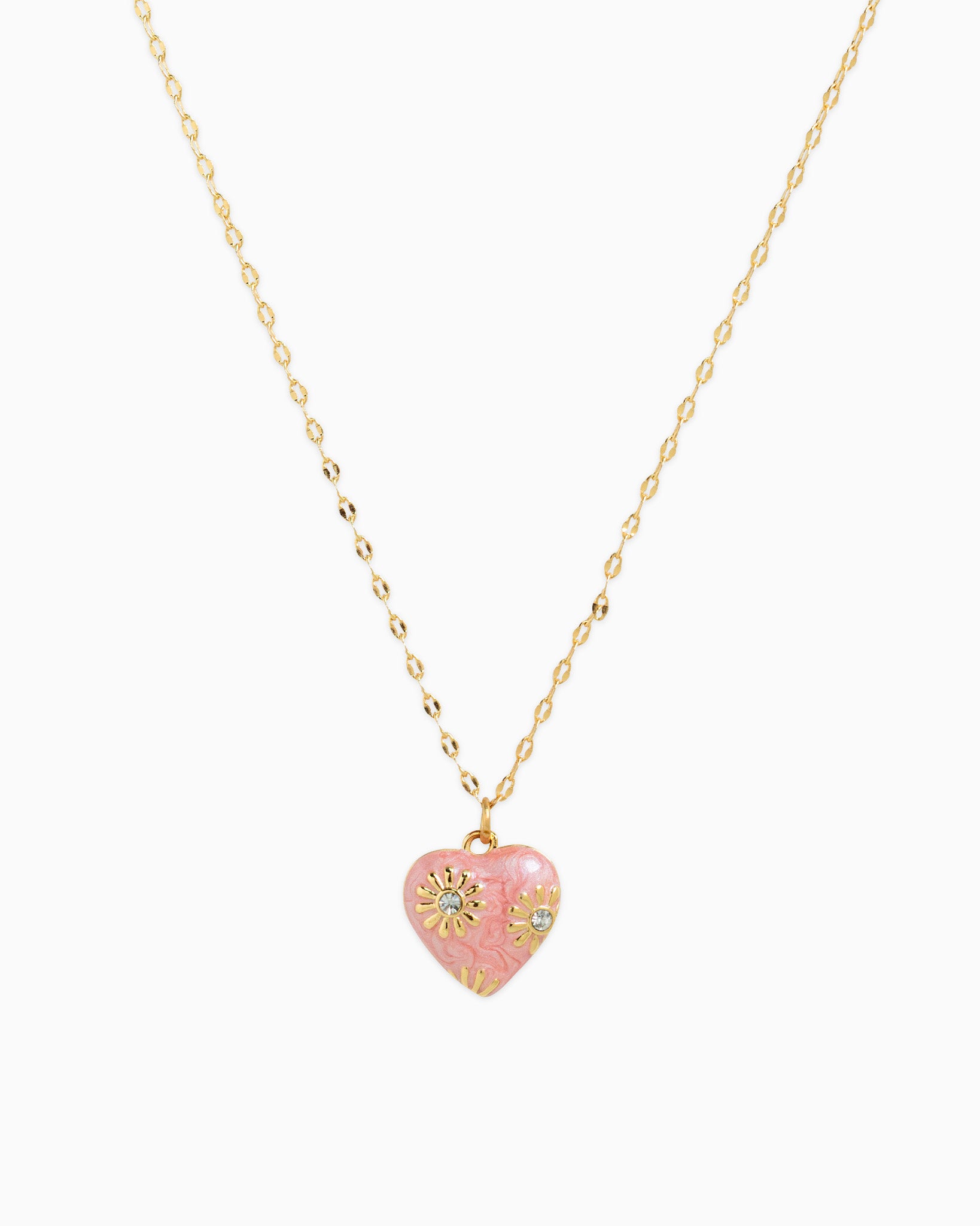 Romantic Valentine Daisy Flower Heart Necklace