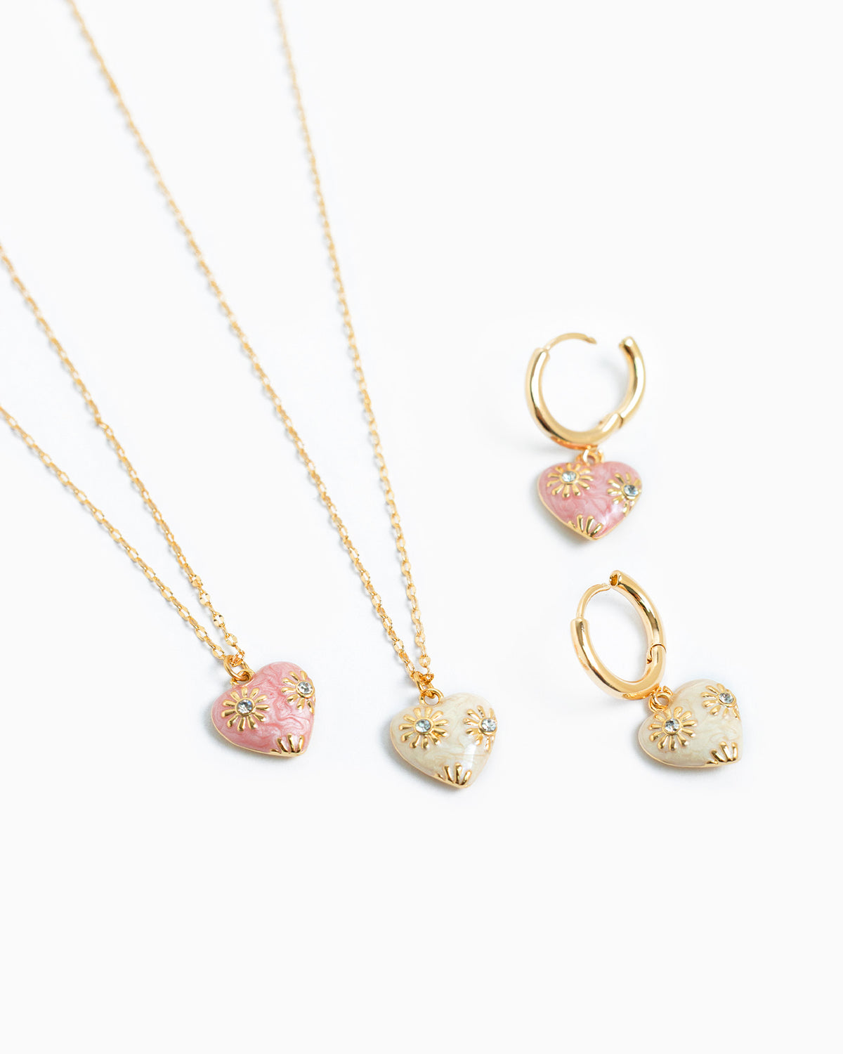 Romantic Valentine Daisy Flower Heart Necklace-4