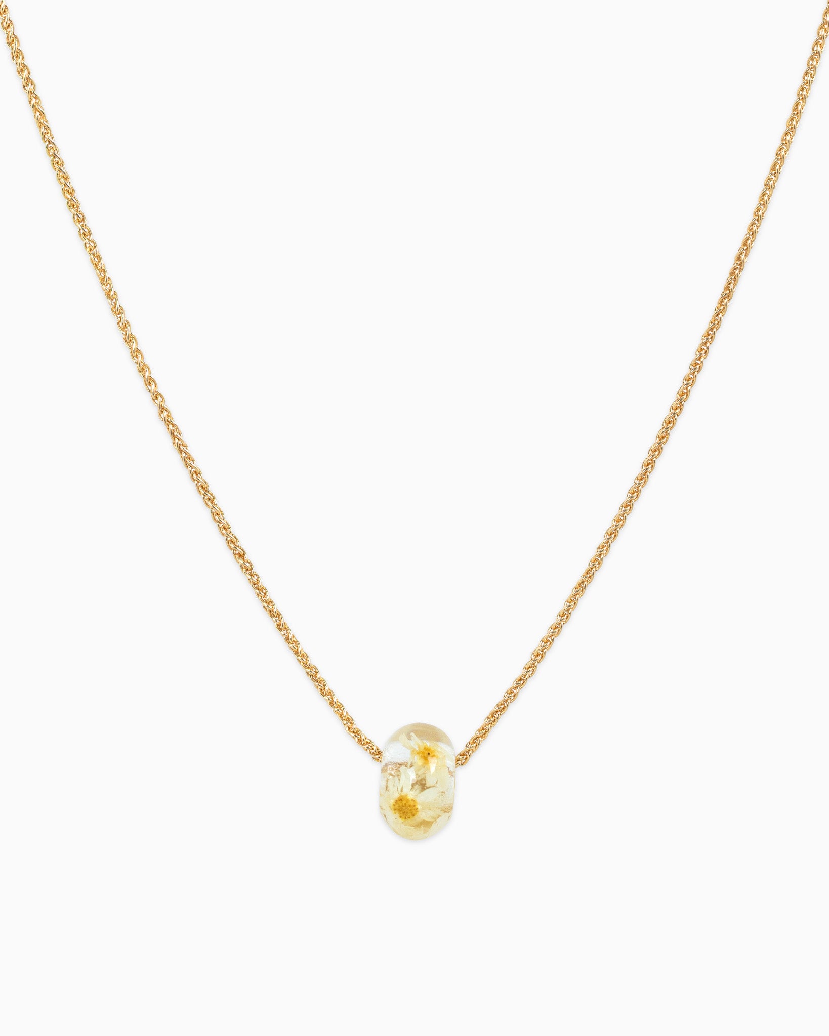 Pressed Flower Glass Rondelle Necklace