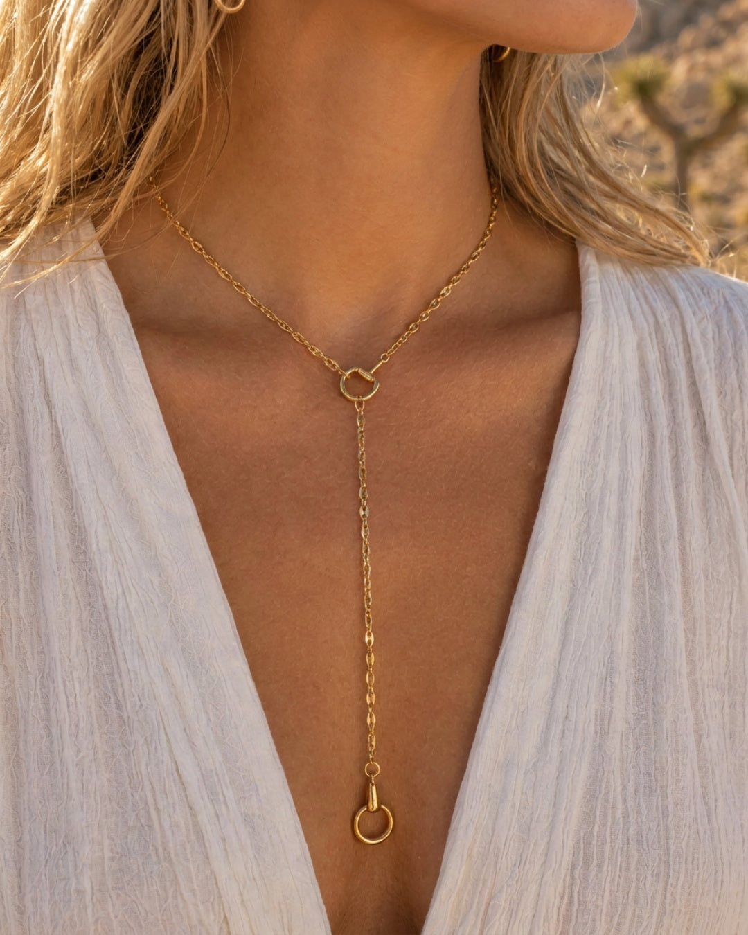 Horsebit Y-Drop Mariner Chain Necklace
