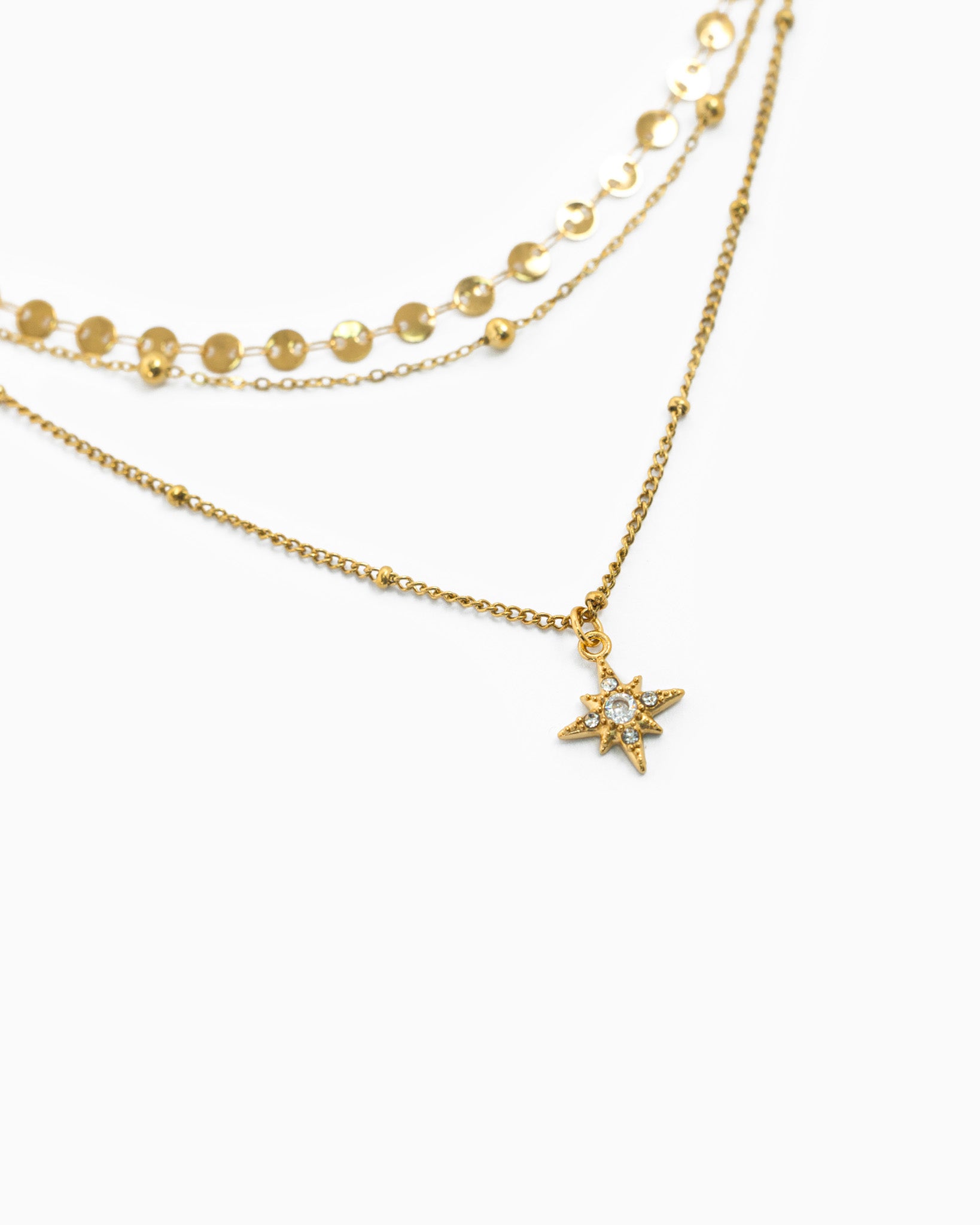 Stainless 3 Layered starburst Necklace