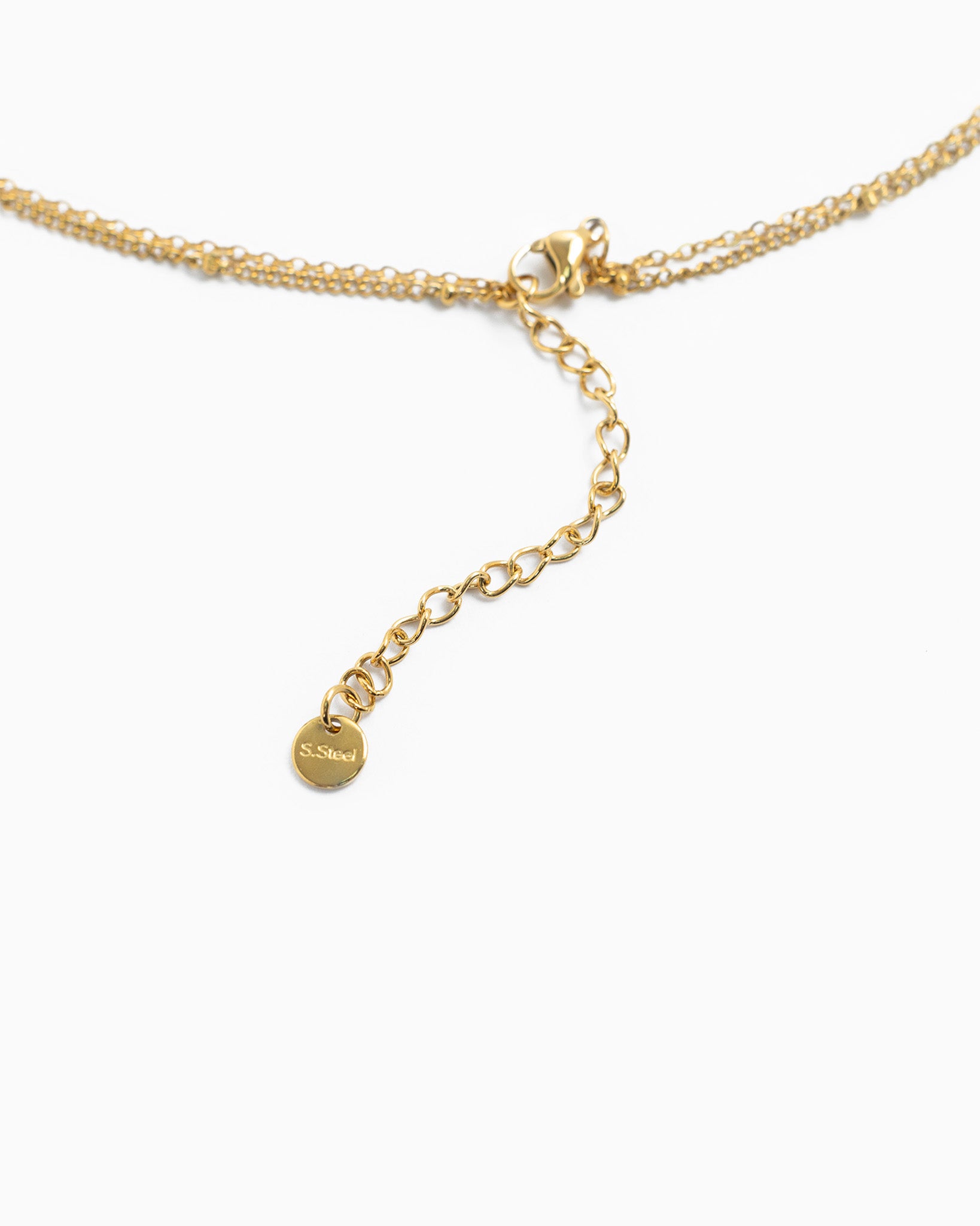 Stainless Minimalist Layered Interlock Ring Necklace-3