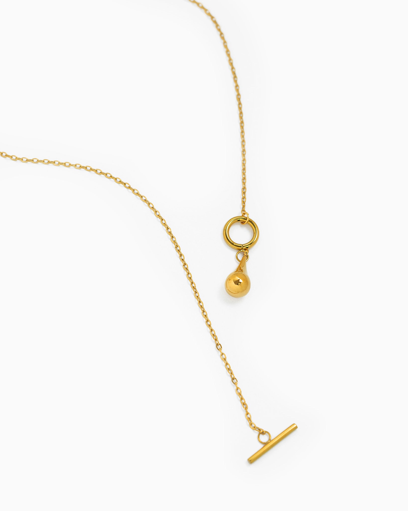 Stainless Teardrop Toggle Necklace-3