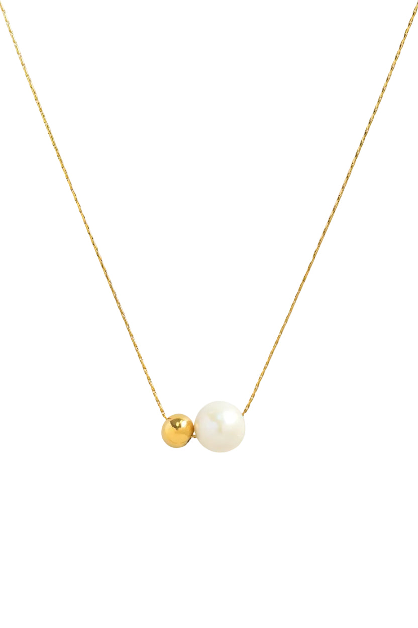 Stainless Minimalist Pearl Duo Necklace