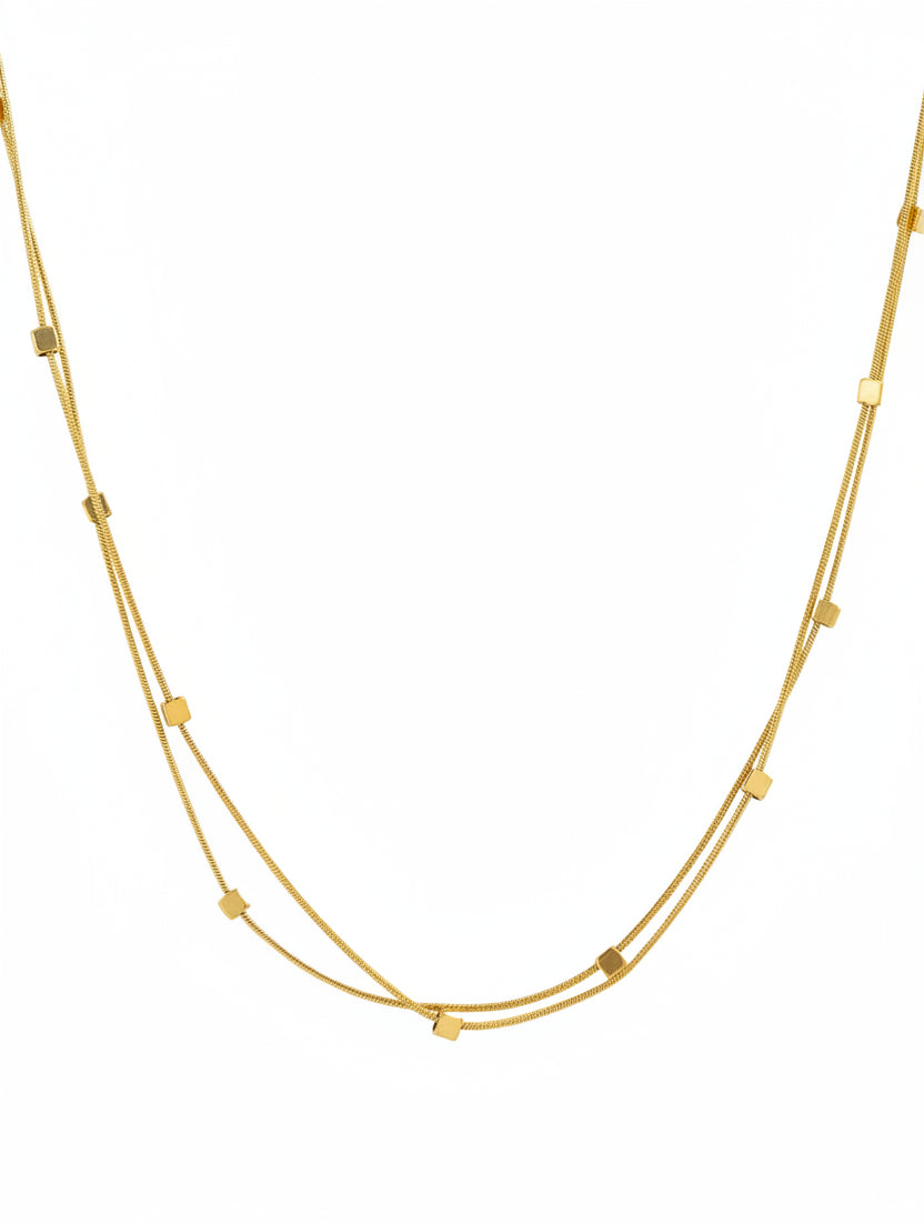 Stainless Dainty Sparkle Station Layered Necklace