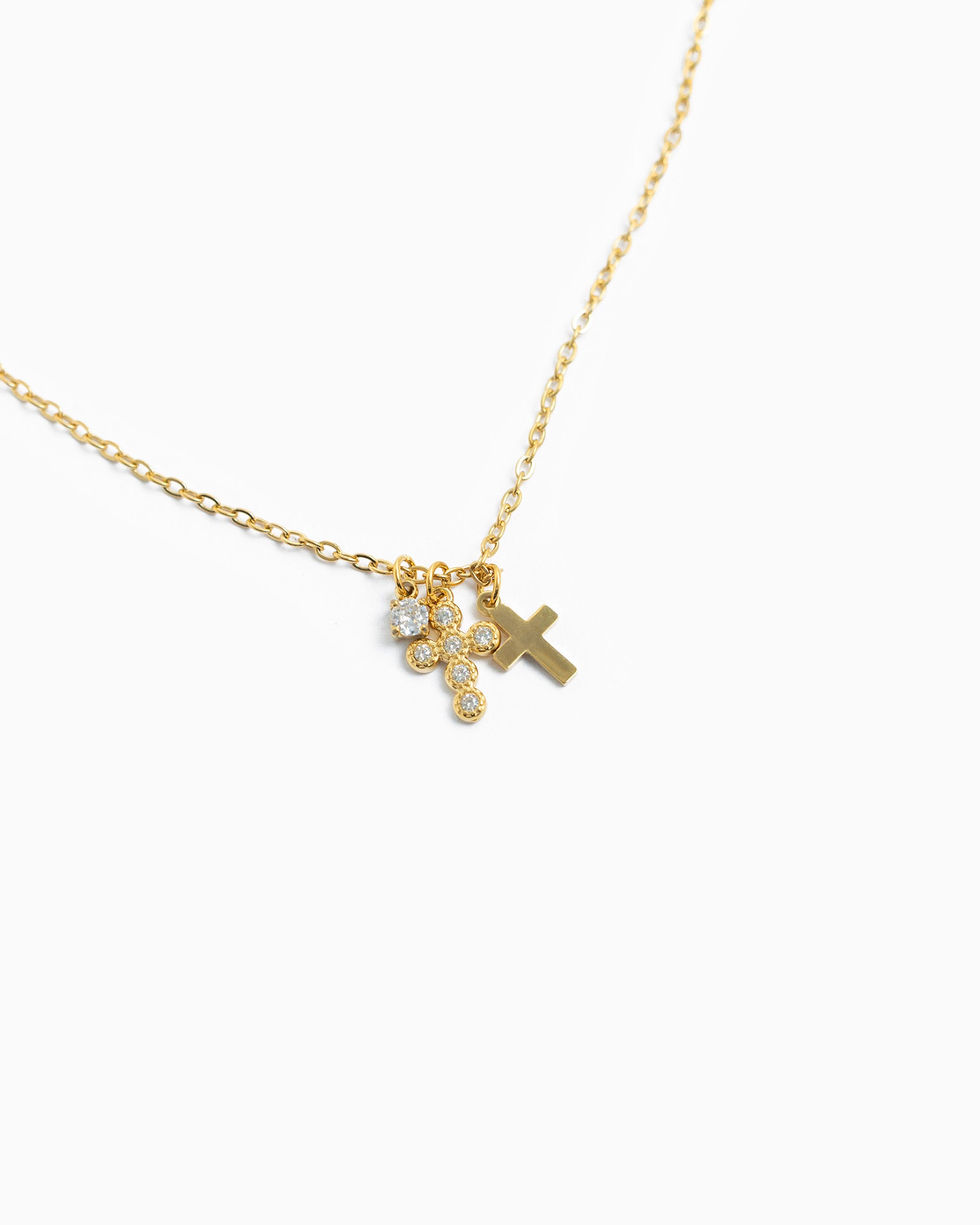 Stainless Faith Triple Charm Cross Necklace