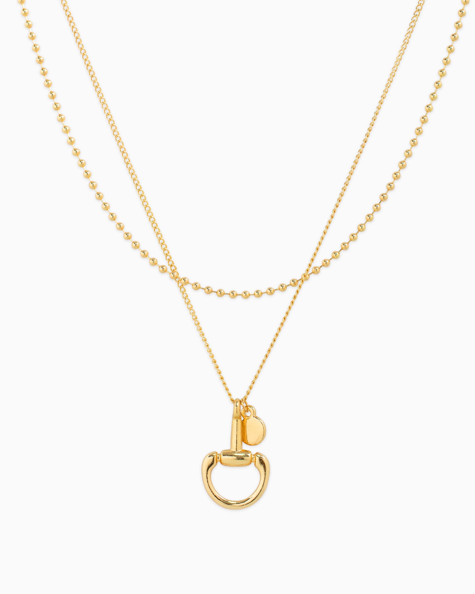 2 Layered Golden Horsebit Coin Necklace