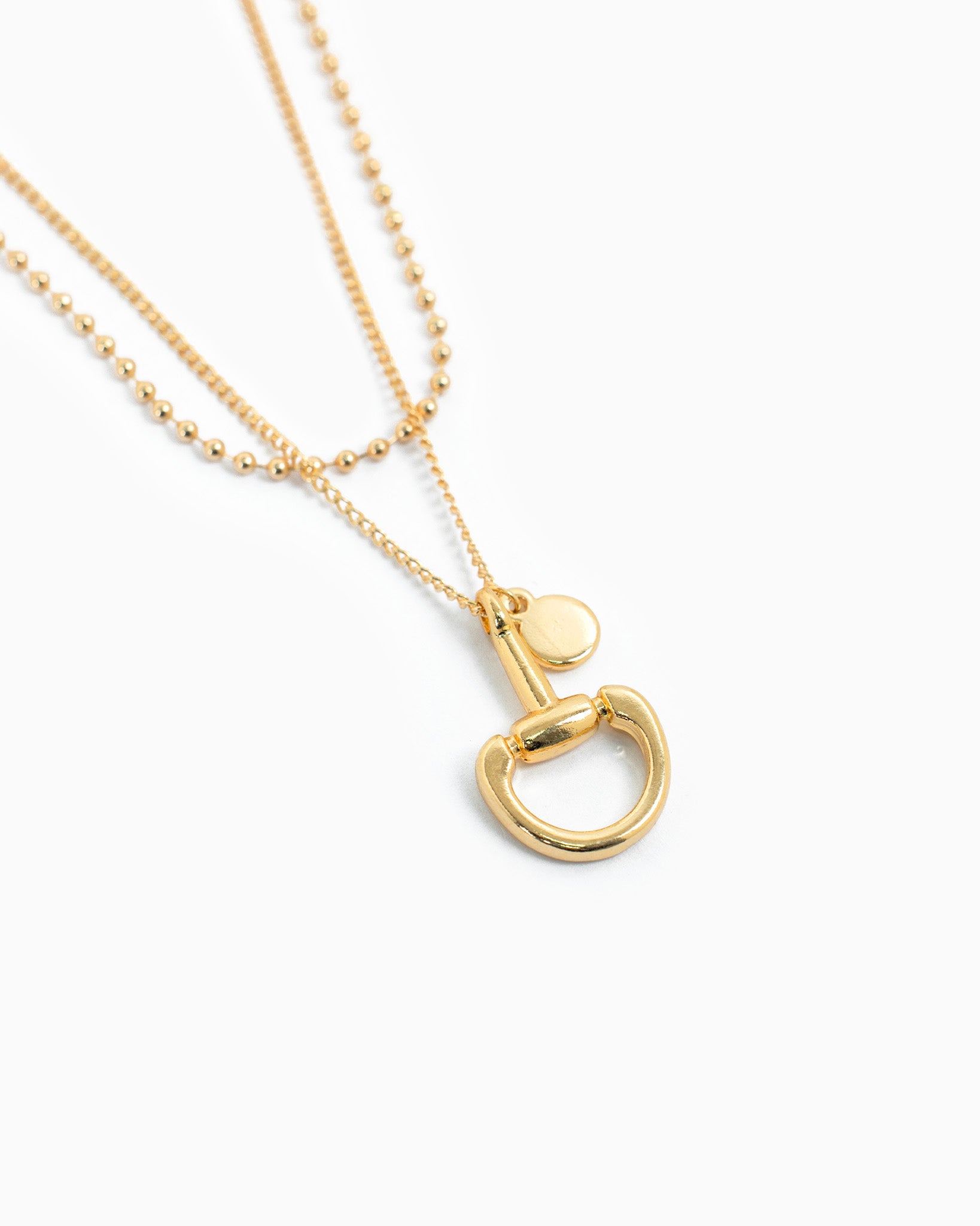 2 Layered Golden Horsebit Coin Necklace