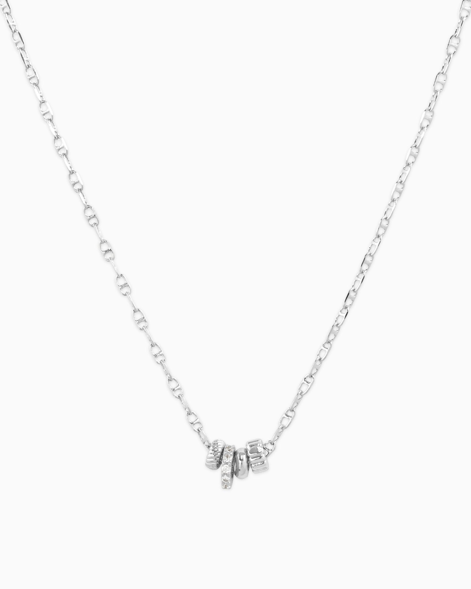 Rondelle CZ Mariner Chain 4-Charm Necklace